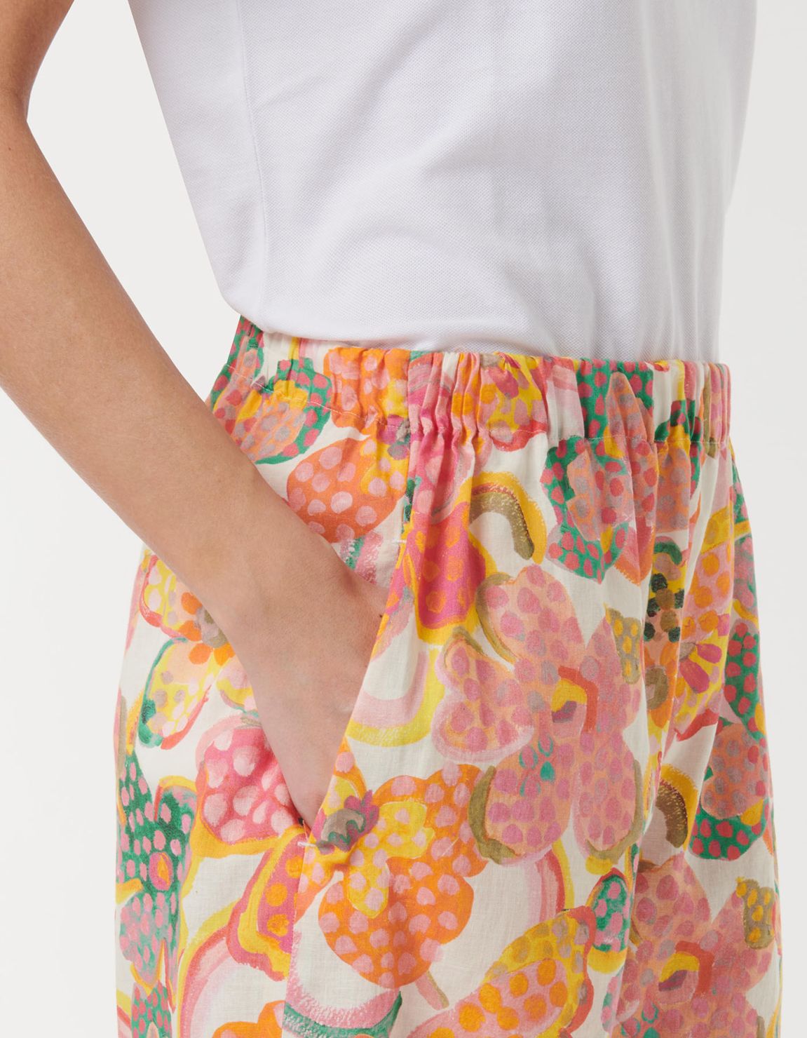Pantalones Multicolor Mezcla de lino Estampado One Size 4