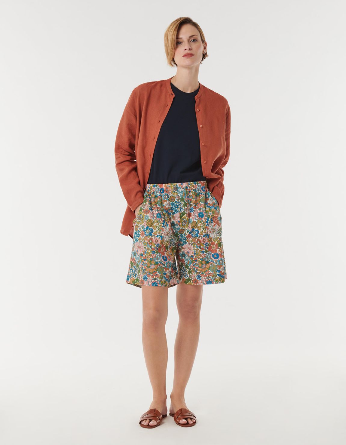 Pants Multicolour Linen blend Pattern One Size 3