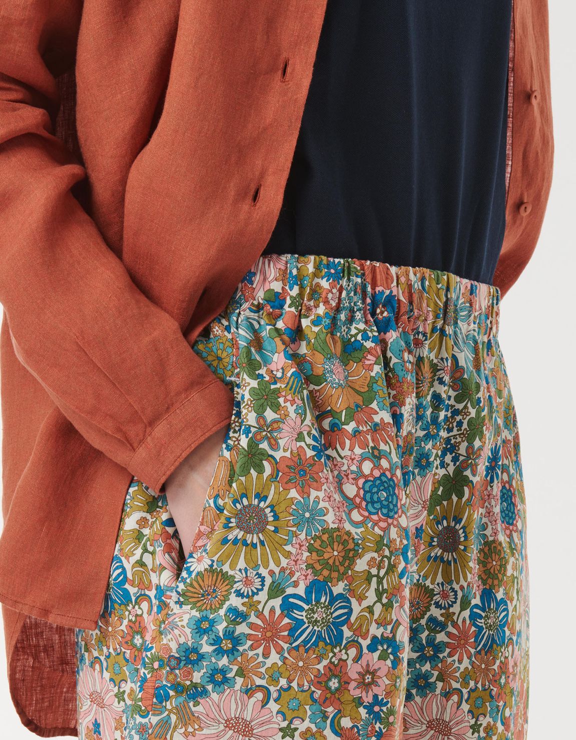 Pants Multicolour Linen blend Pattern One Size 4