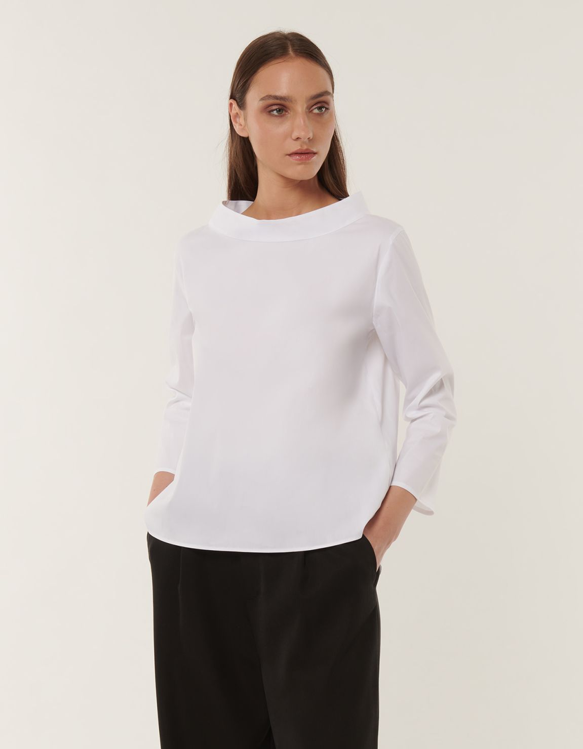 Blusa Bianco Stretch Tinta Unita Unica 6