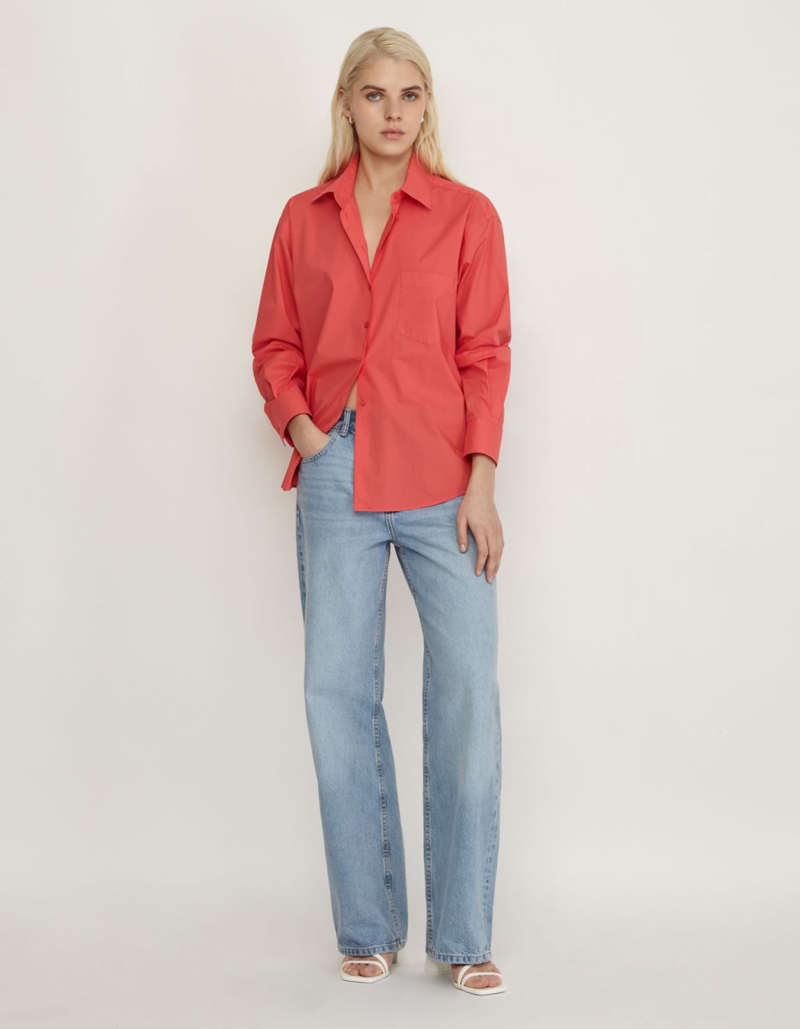 Chemise Corail Coton Unie Over 5