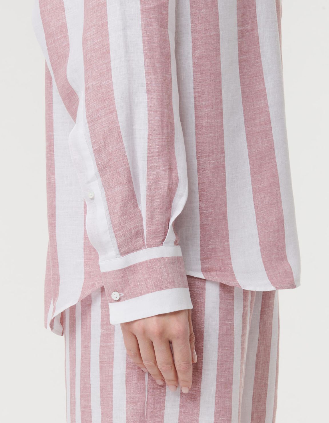 Shirt Dark Pink Linen Stripe Over 4