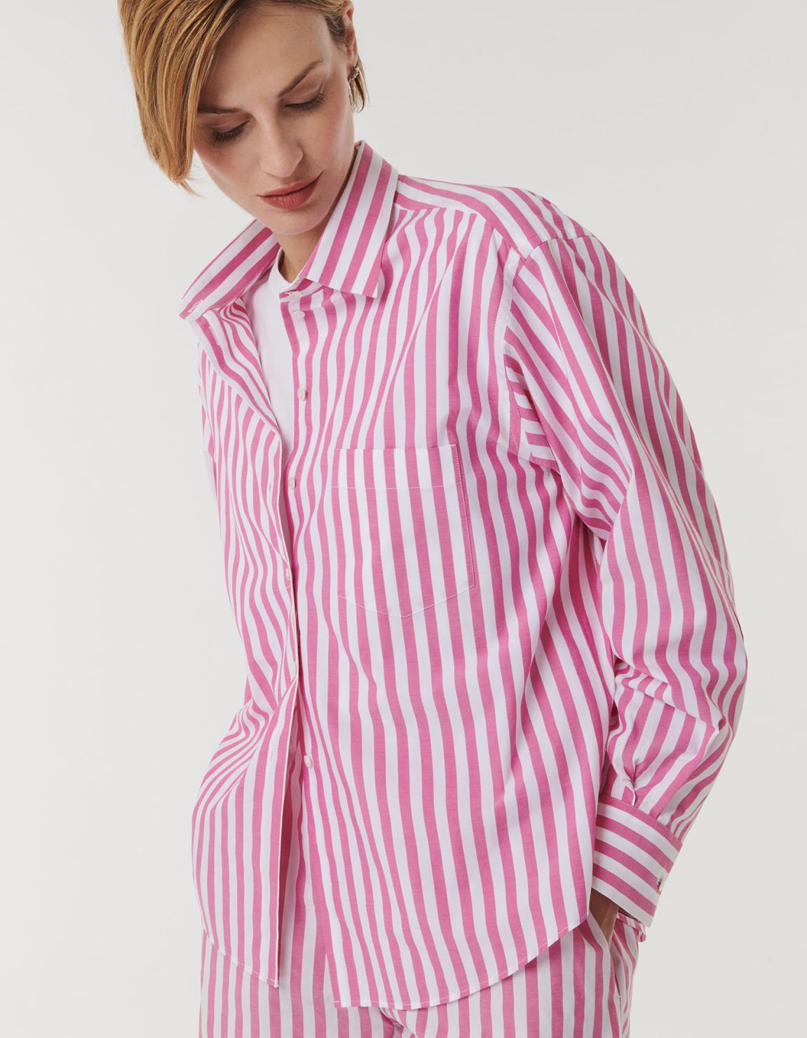 Shirt Dark Pink Cotton Stripe Over 3