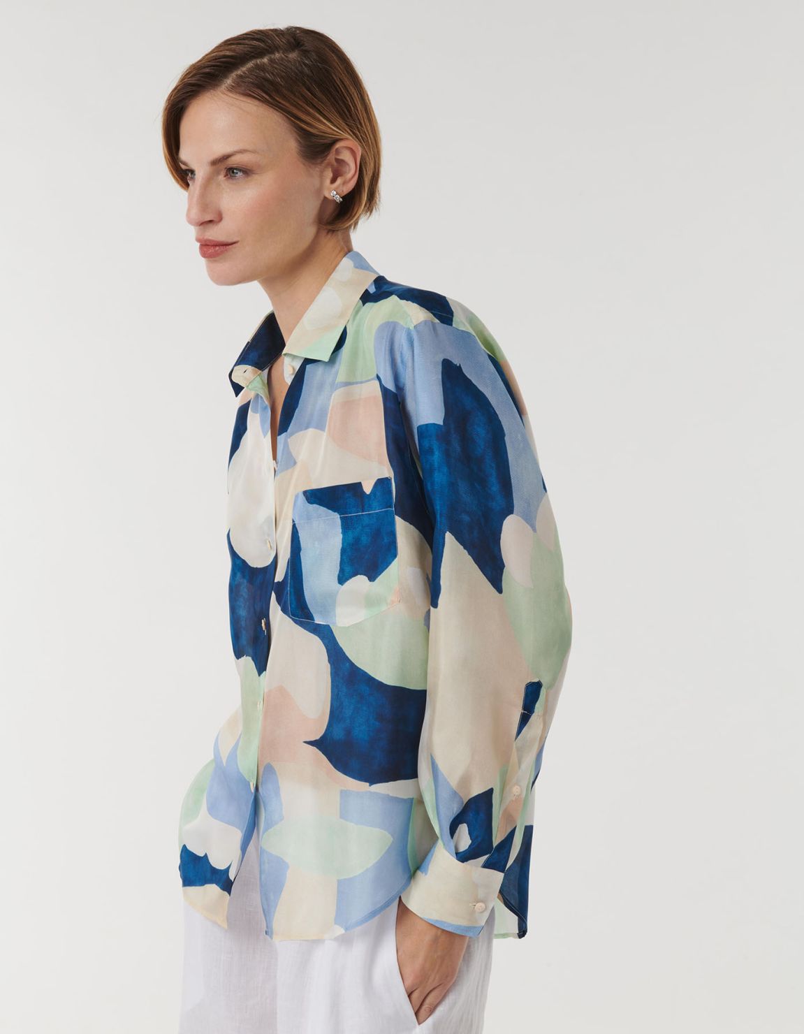 Shirt Multicolour Silk Pattern Over 5
