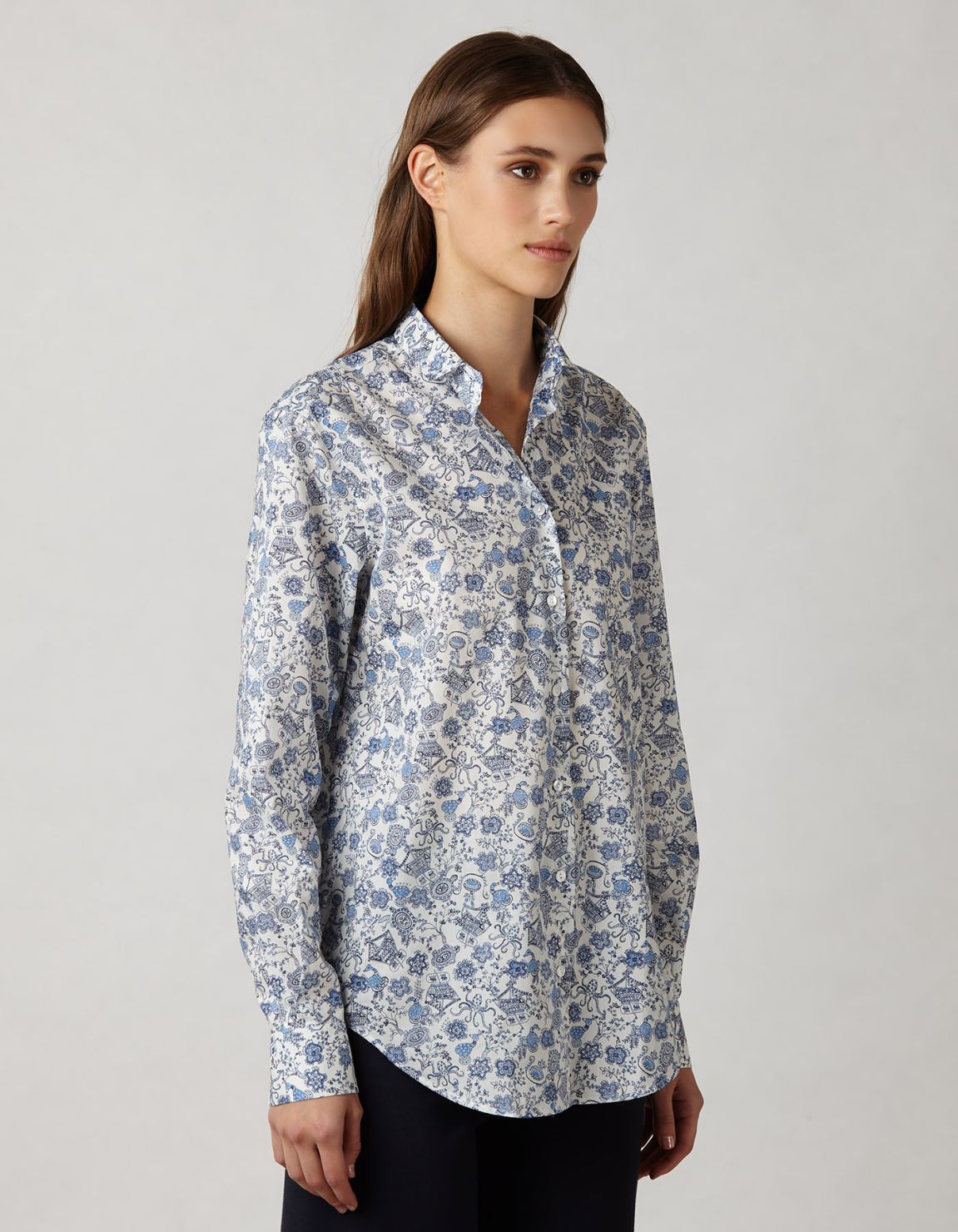 Shirt Light Blue Cotton Pattern Regular Fit 3