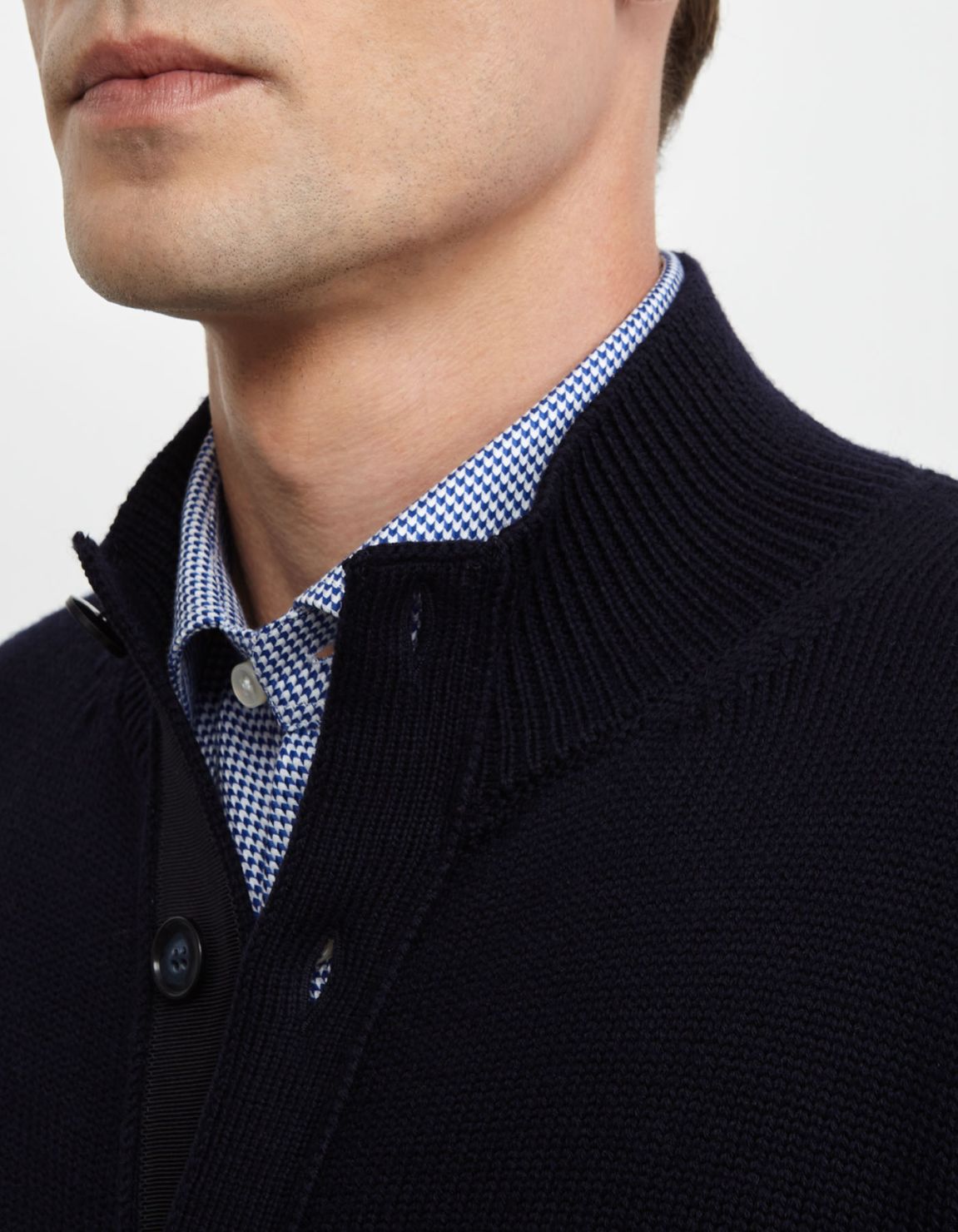 Maglia Blu navy Filato lana merino finezza 5 Regular Fit 3