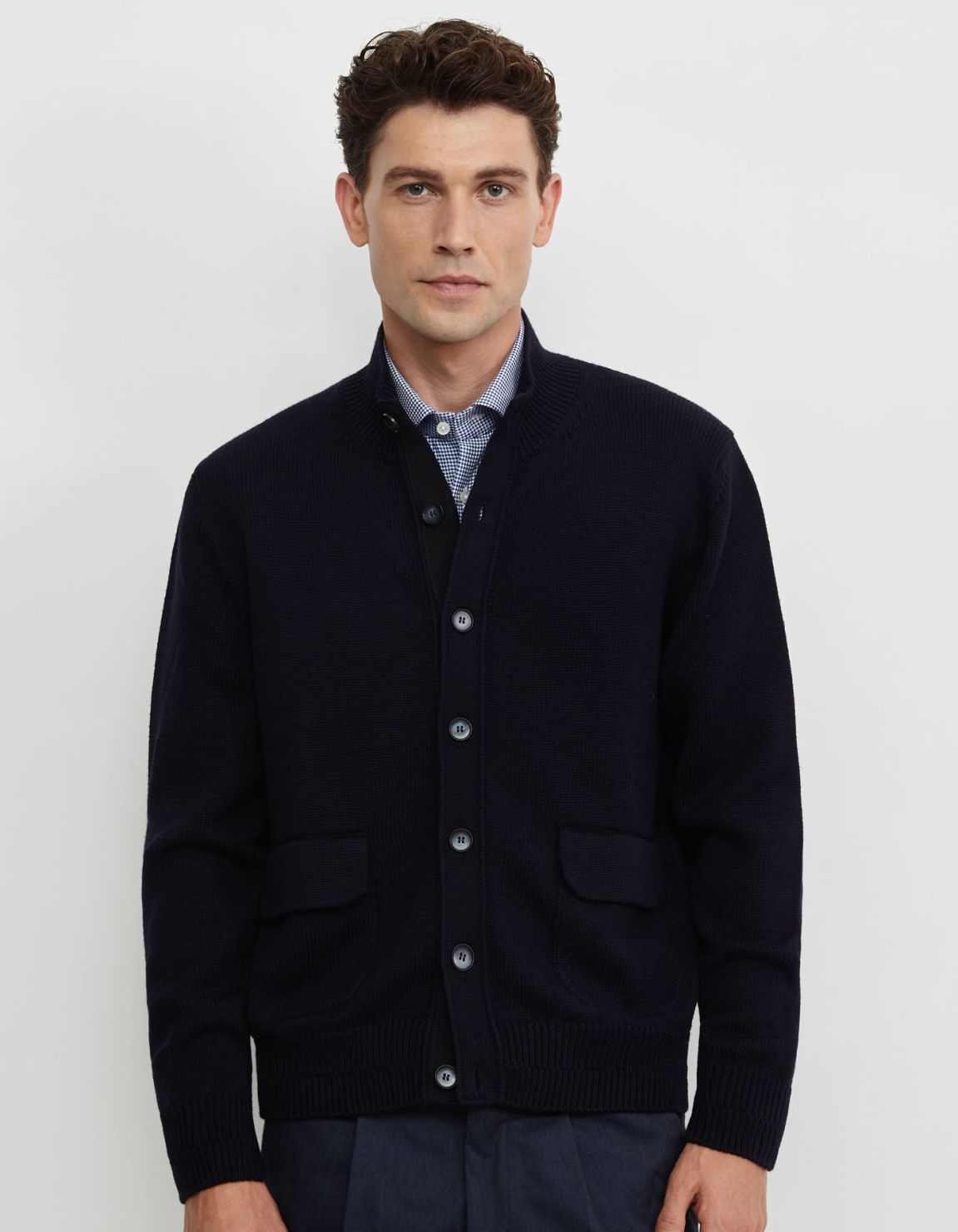 Maglia Blu navy Filato lana merino finezza 5 Regular Fit 5