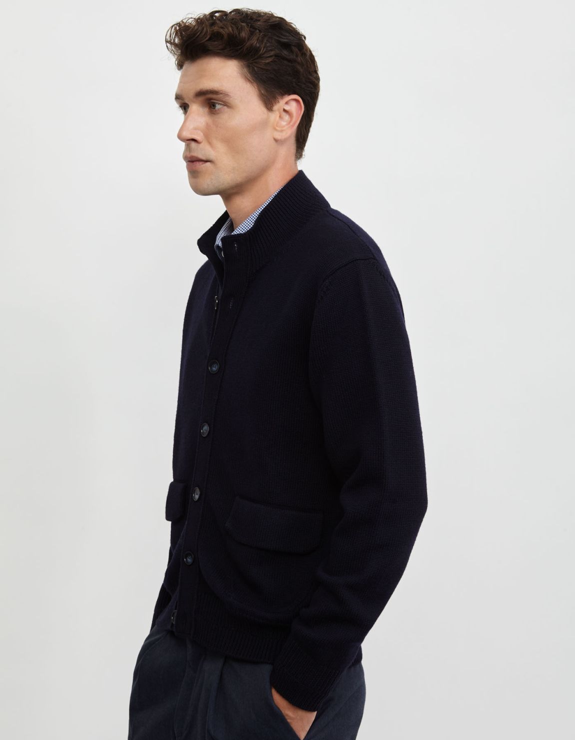 Maglia Blu navy Filato lana merino finezza 5 Regular Fit 6