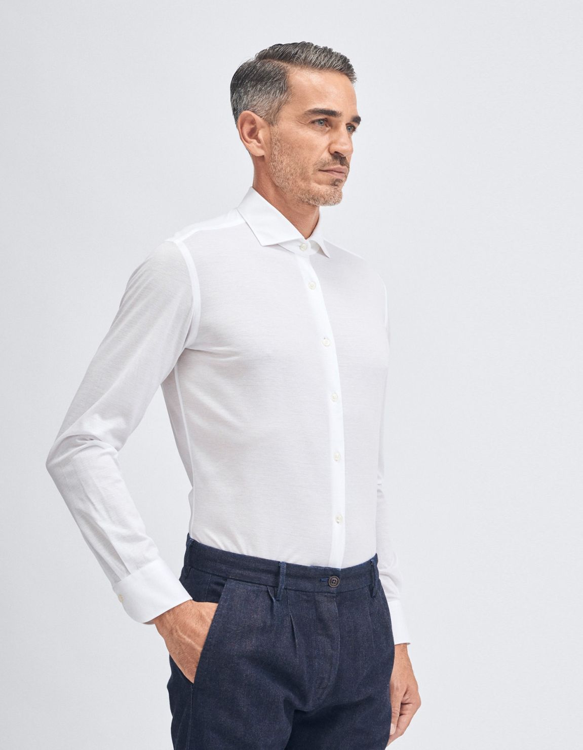 Chemise Col français Unie Piqué Blanc Tailor Custom Fit 1