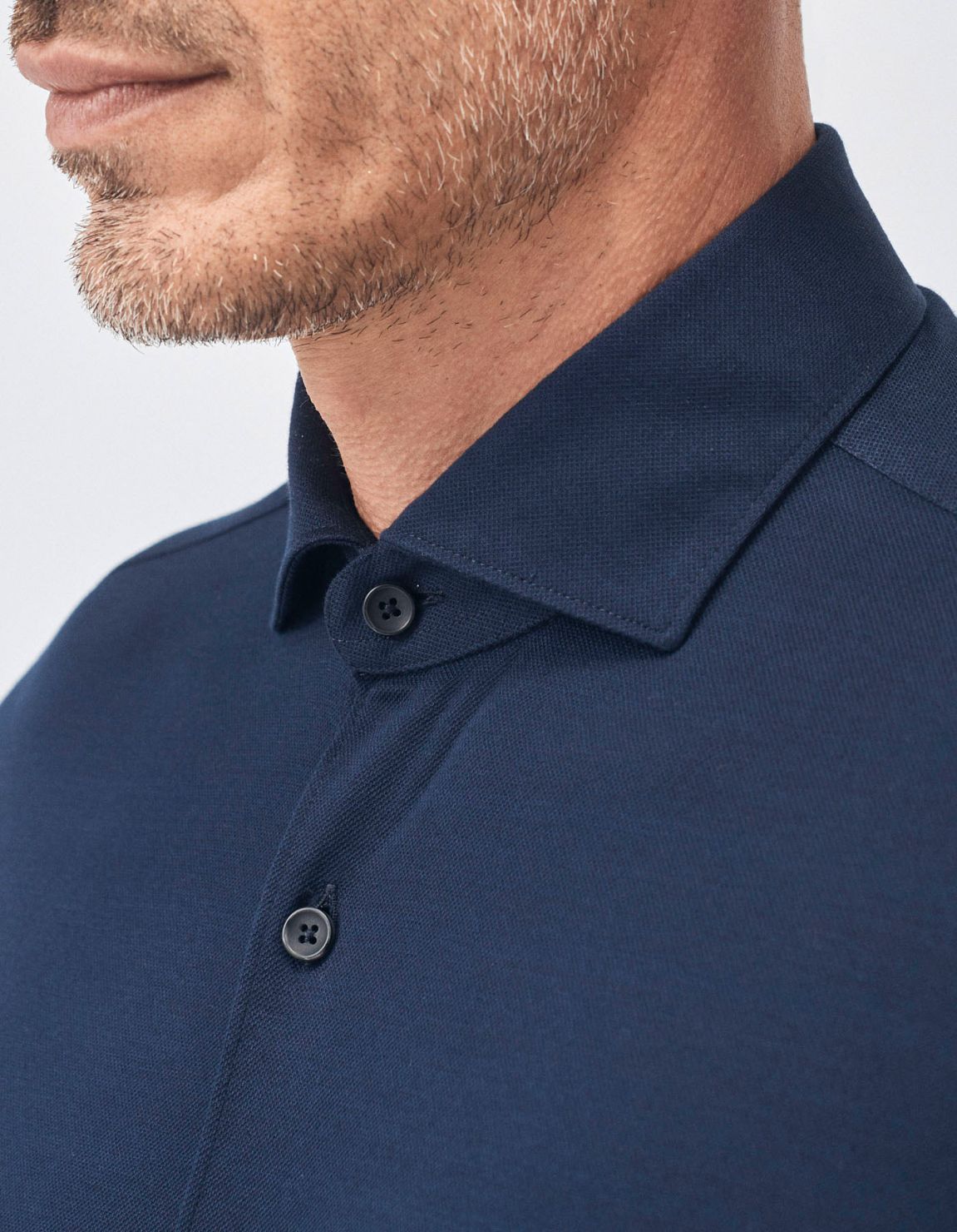 Chemise Col français Unie Piqué Bleu marine Tailor Custom Fit 3