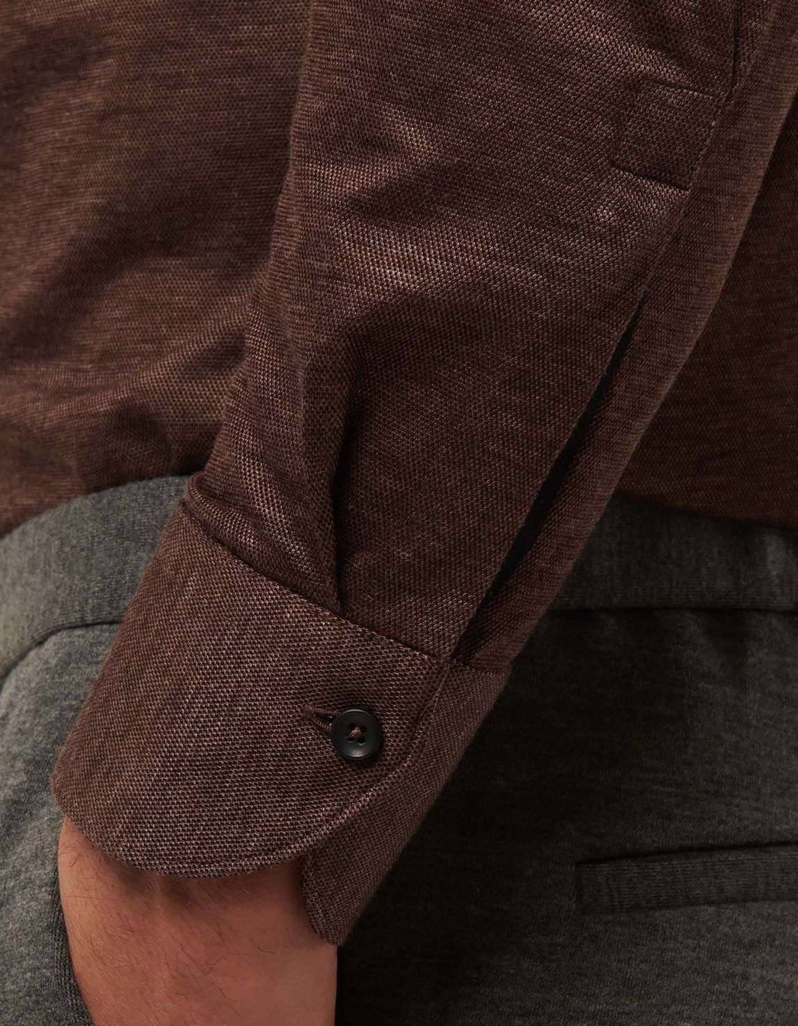 Brown Melange Jersey Solid colour Shirt Collar cutaway Tailor Custom Fit 4
