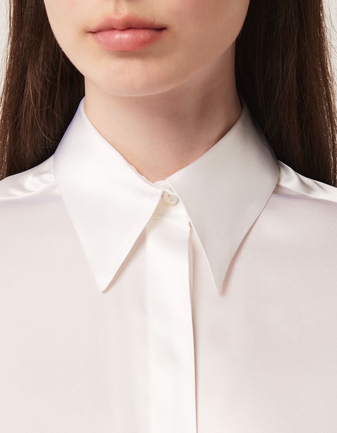 Shirt White Silk Solid colour Regular Fit 2