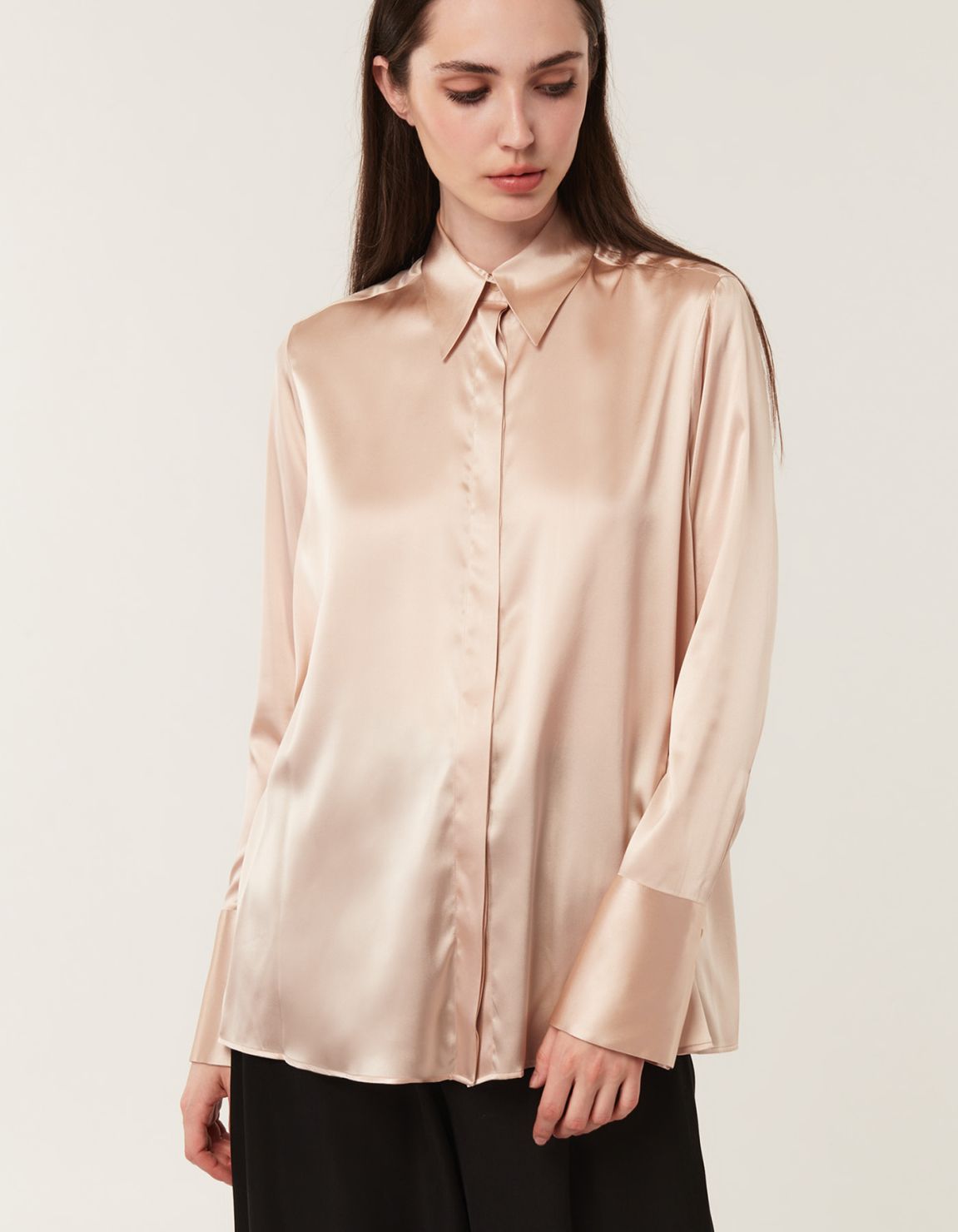 Shirt Beige Silk Solid colour Regular Fit 3