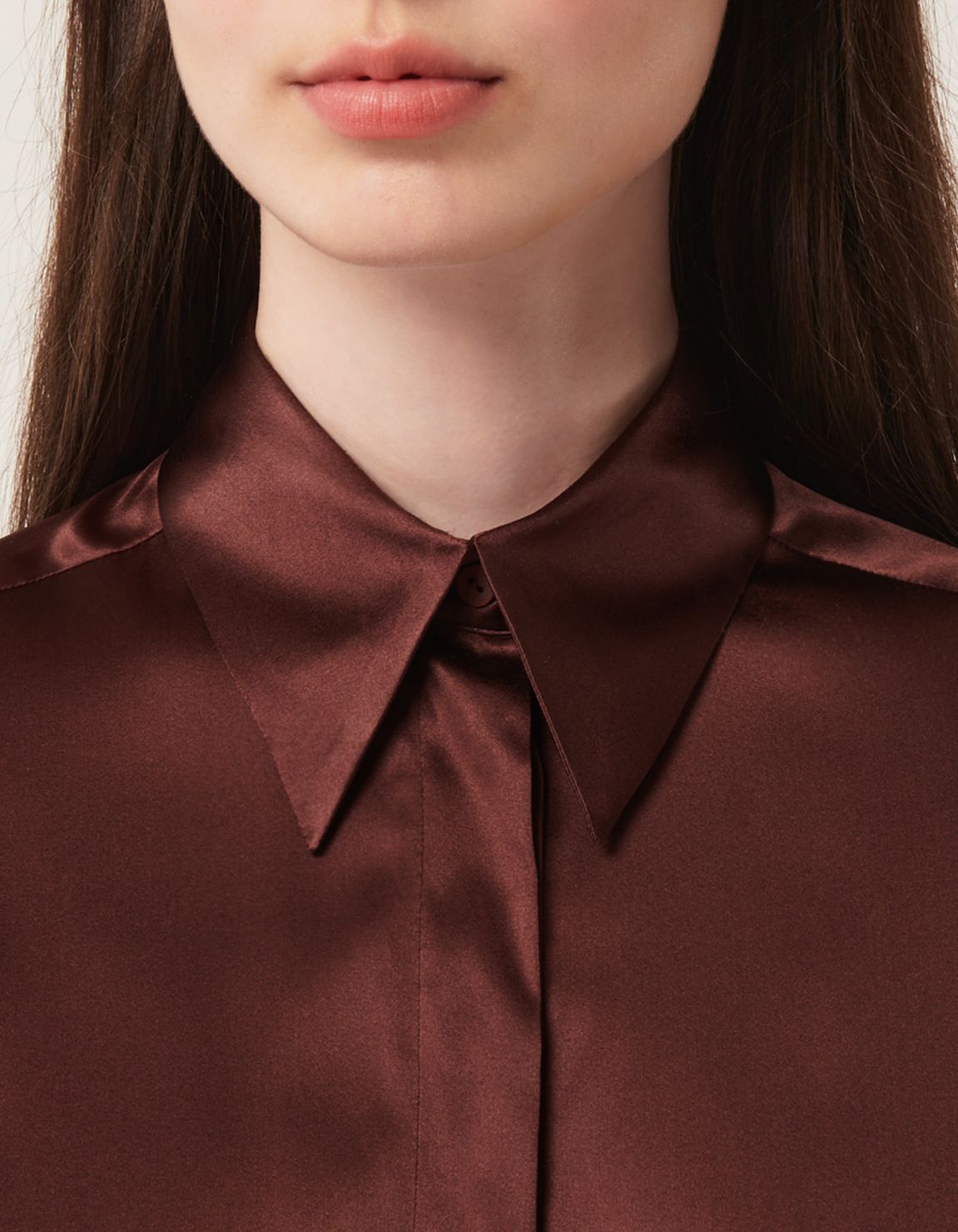 Shirt Brown Silk Solid colour Regular Fit 2