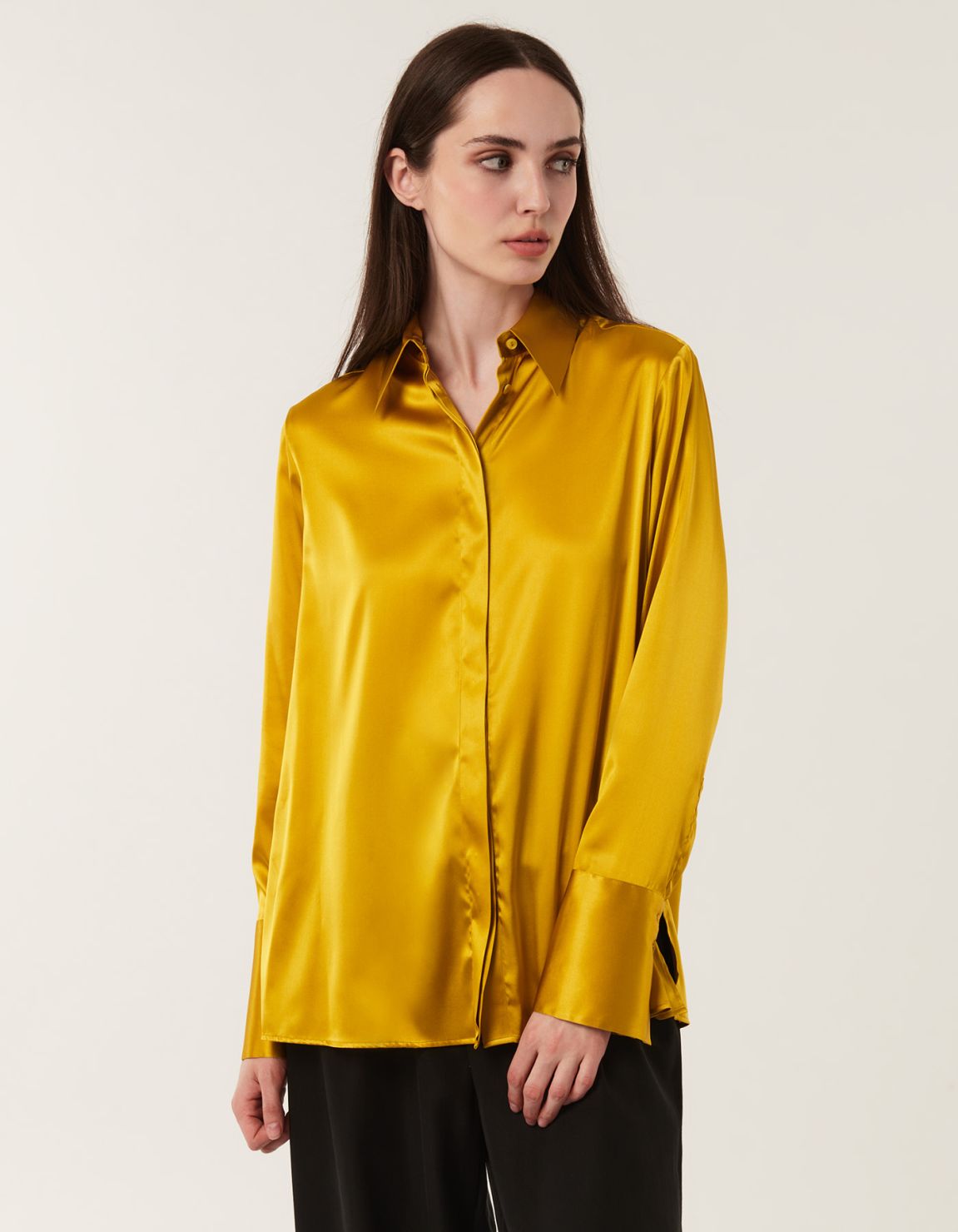 Chemise Jaune moutarde Soie Unie Regular Fit 3