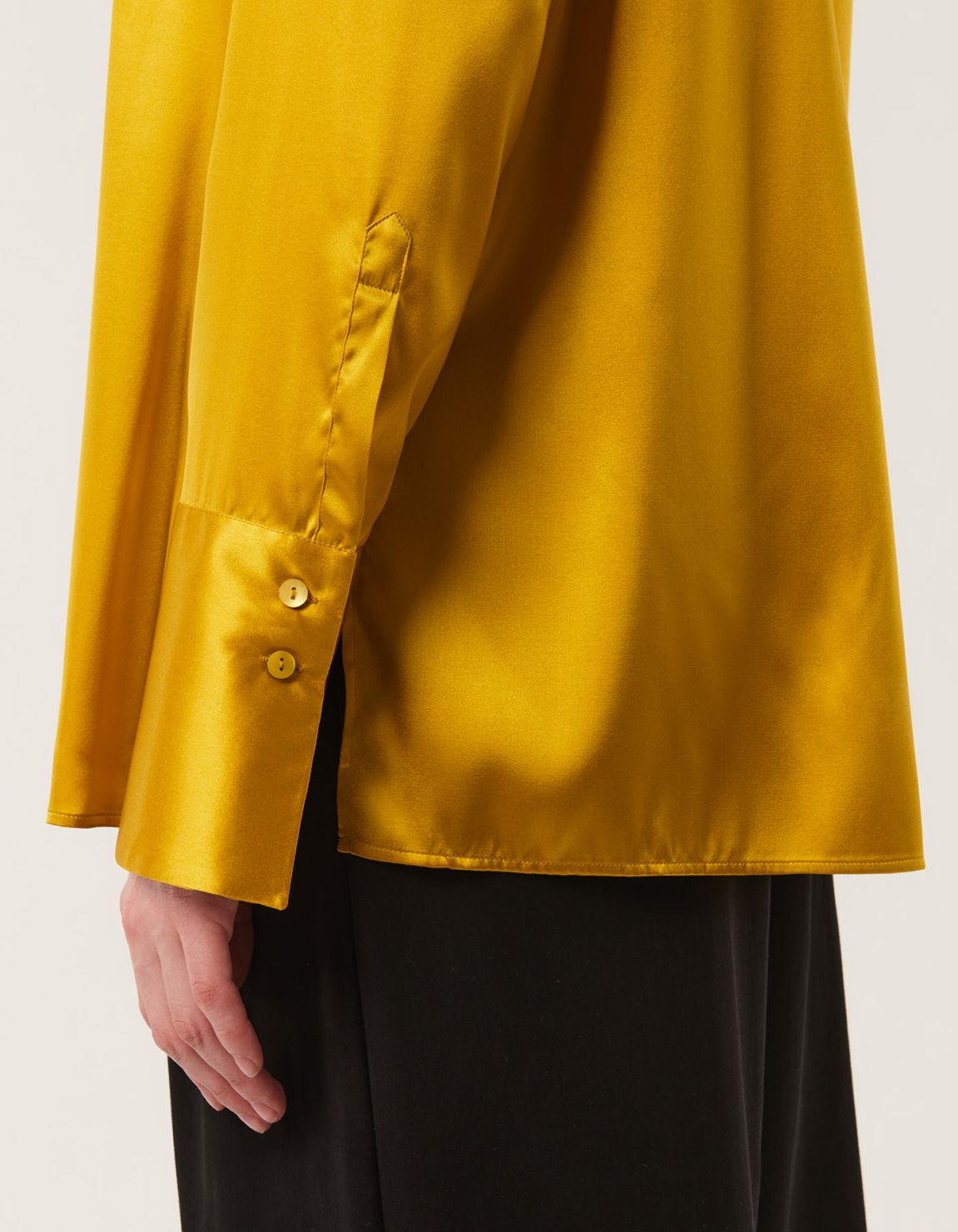 Shirt Mustard Silk Solid colour Regular Fit 4