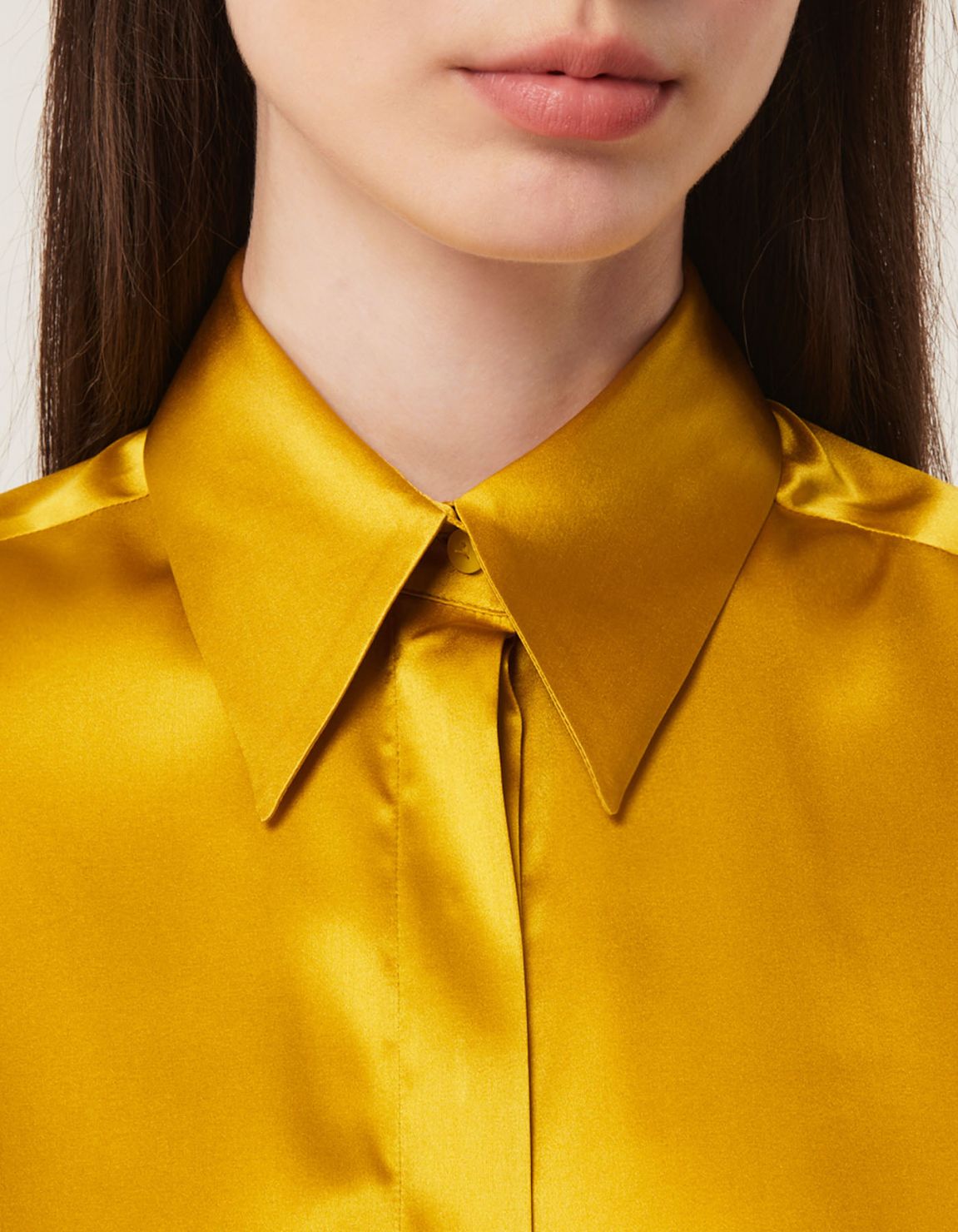 Shirt Mustard Silk Solid colour Regular Fit 2