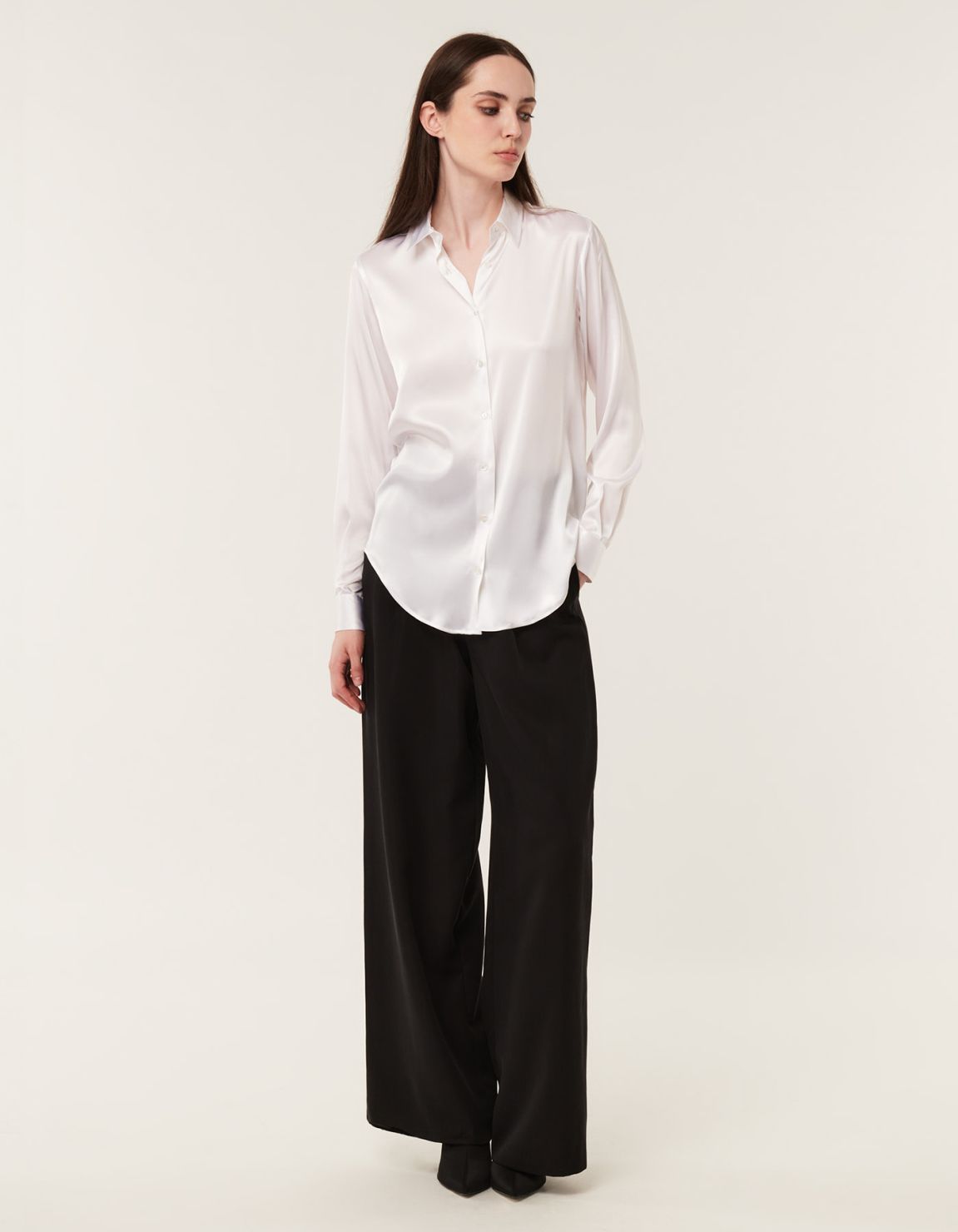 Shirt White Silk Solid colour Regular Fit 3