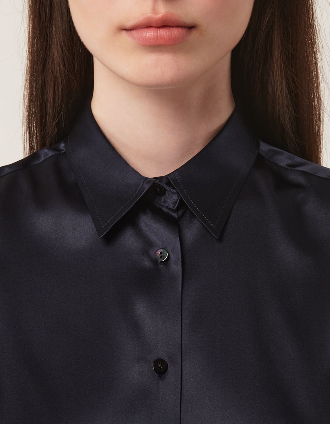 Shirt Navy Blue Silk Solid colour Regular Fit 2