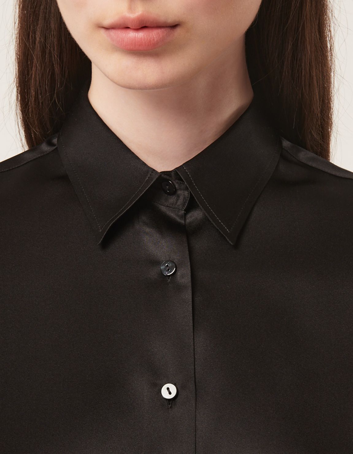 Shirt Black Silk Solid colour Regular Fit 2