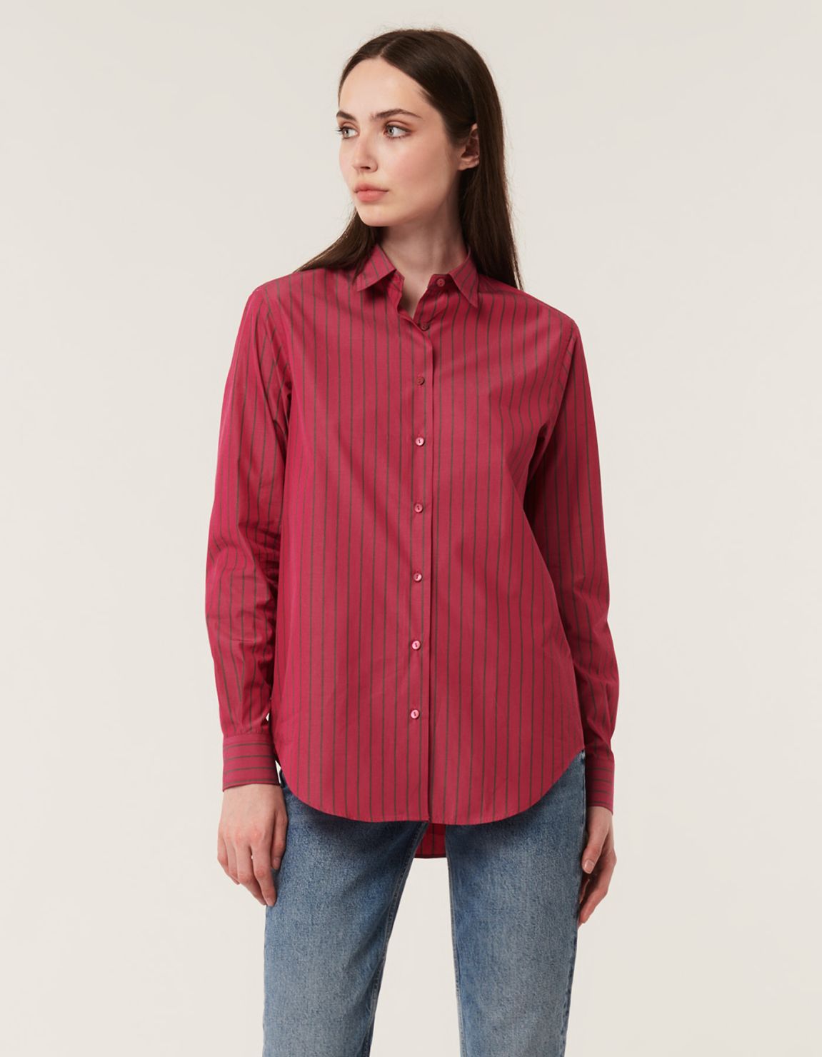 Shirt Fuchsia Cotton Stripe Regular Fit 3