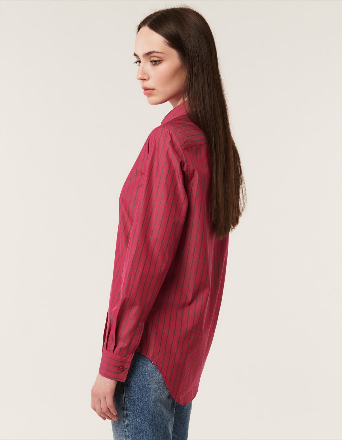 Shirt Fuchsia Cotton Stripe Regular Fit 5