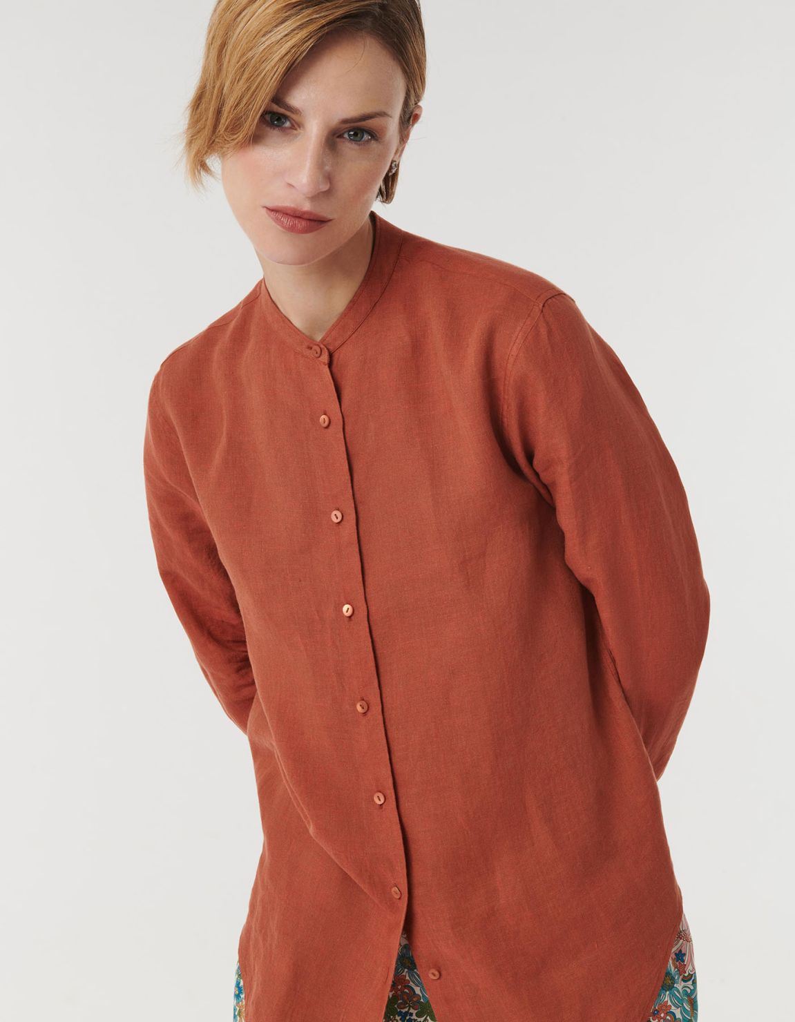 Shirt Brick Linen Solid colour Regular Fit 3