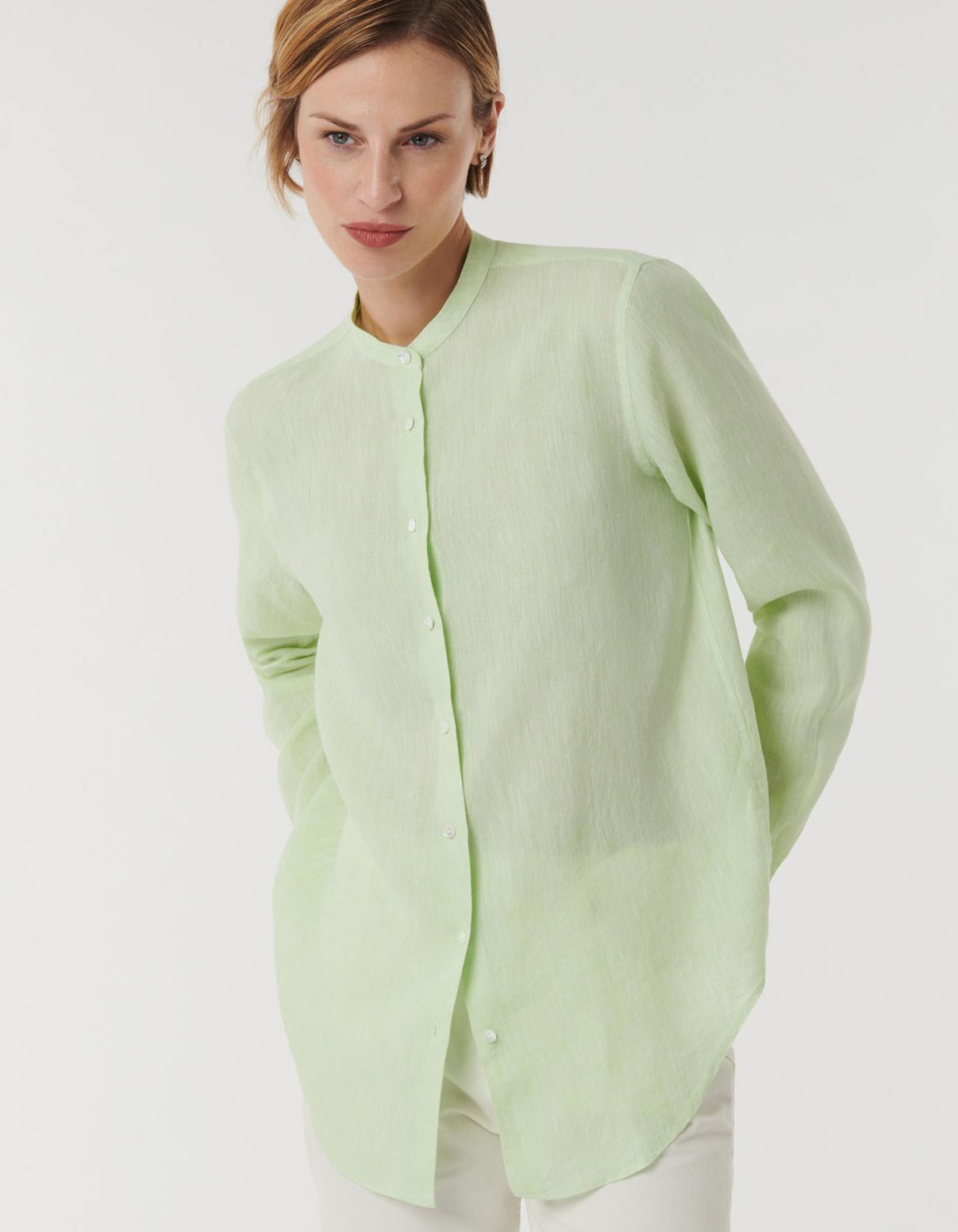 Camisa Manzana verde Lino Liso Regular Fit 3