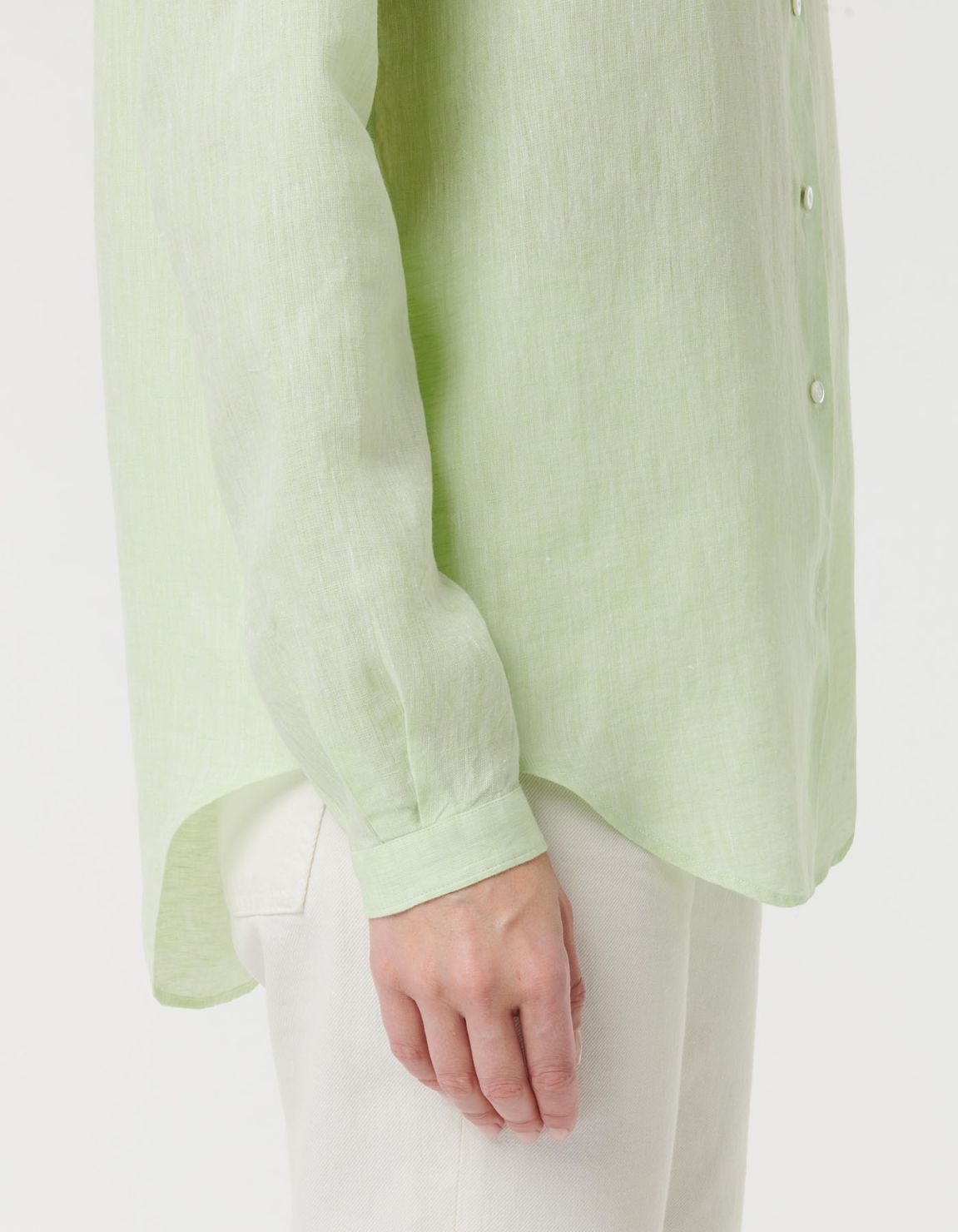 Camisa Manzana verde Lino Liso Regular Fit 4