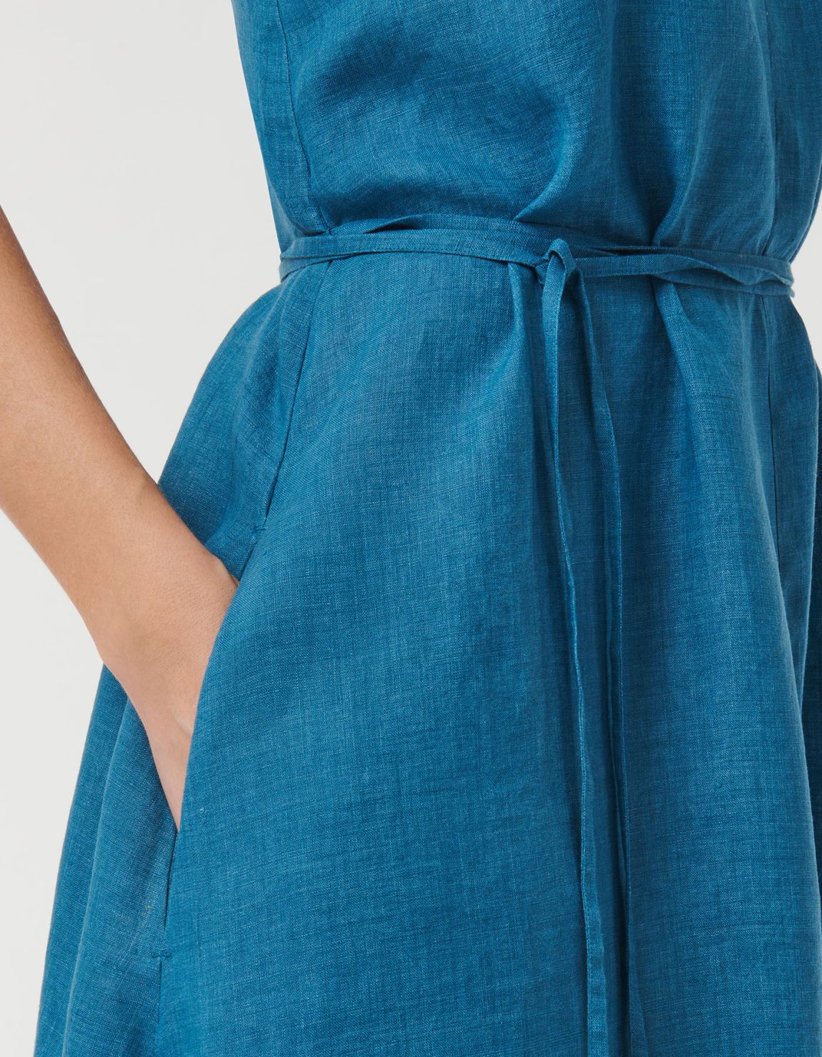 Kleid Pfauenblau Leinen Uni One Size 4