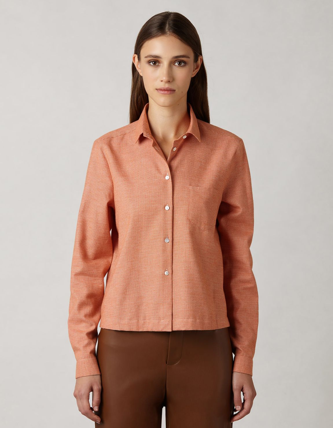 Shirt Orange Flannel Pattern Regular Fit 5