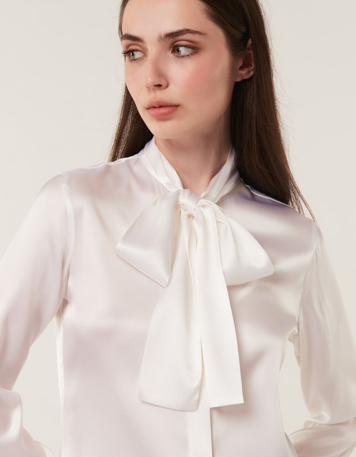 Shirt White Silk Solid colour Slim Fit 3
