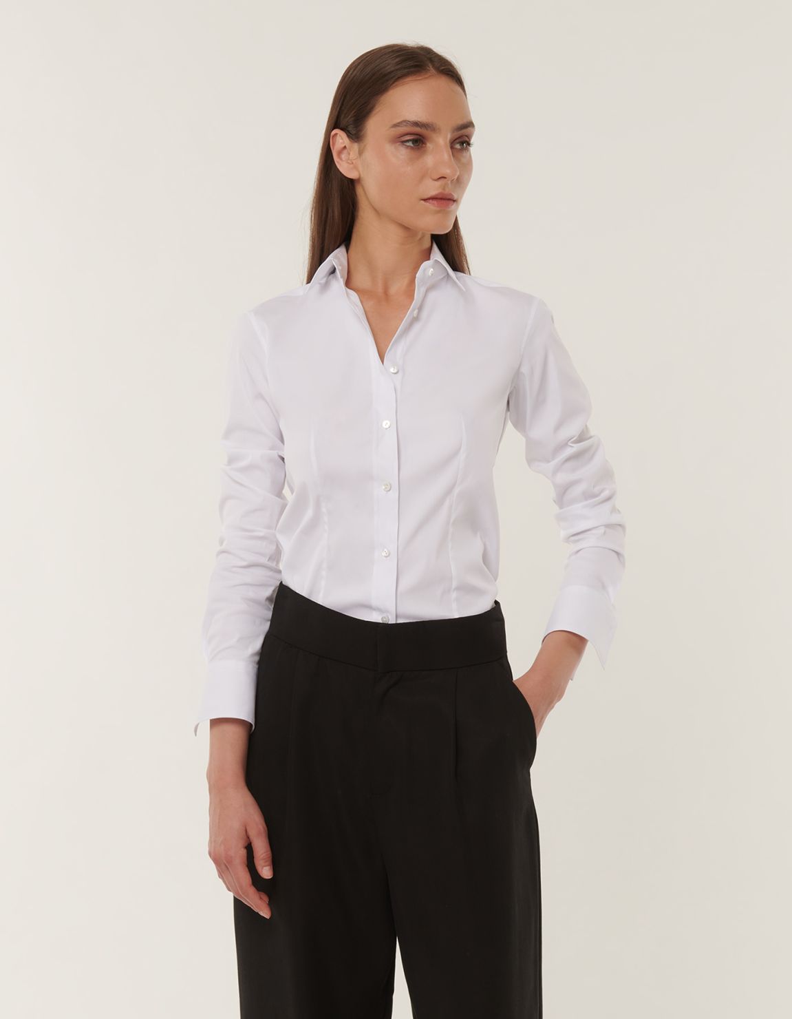 Chemise Blanc Stretch Unie Slim Fit 6