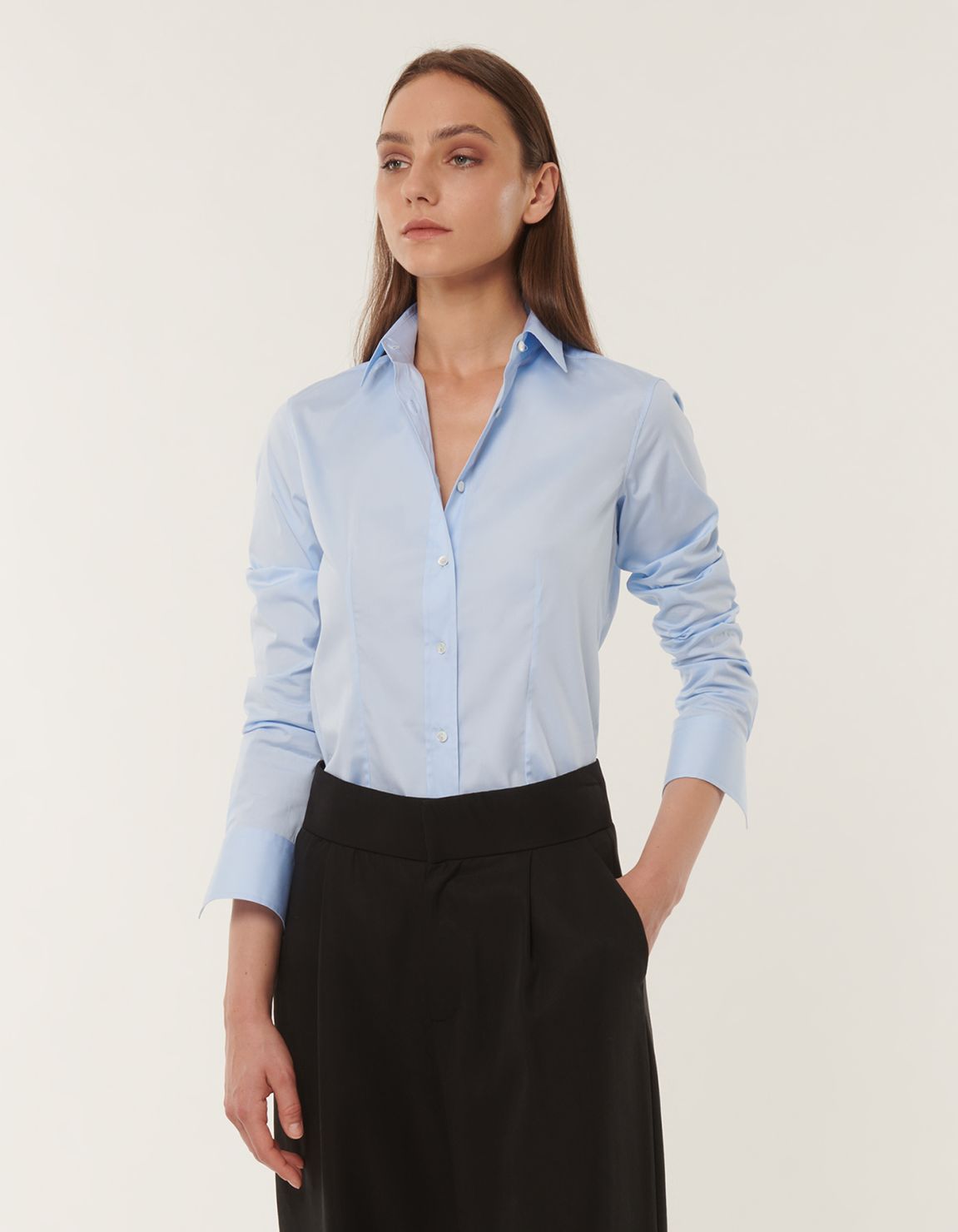 Chemise Bleu ciel Stretch Unie Slim Fit 6