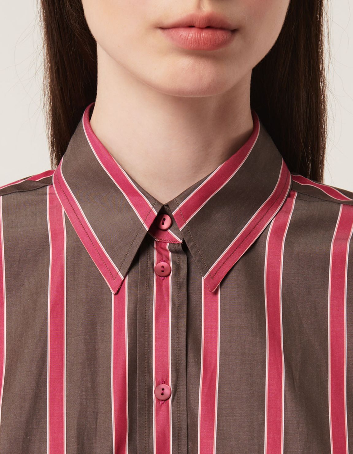 Shirt Brown Cotton Stripe Over 2