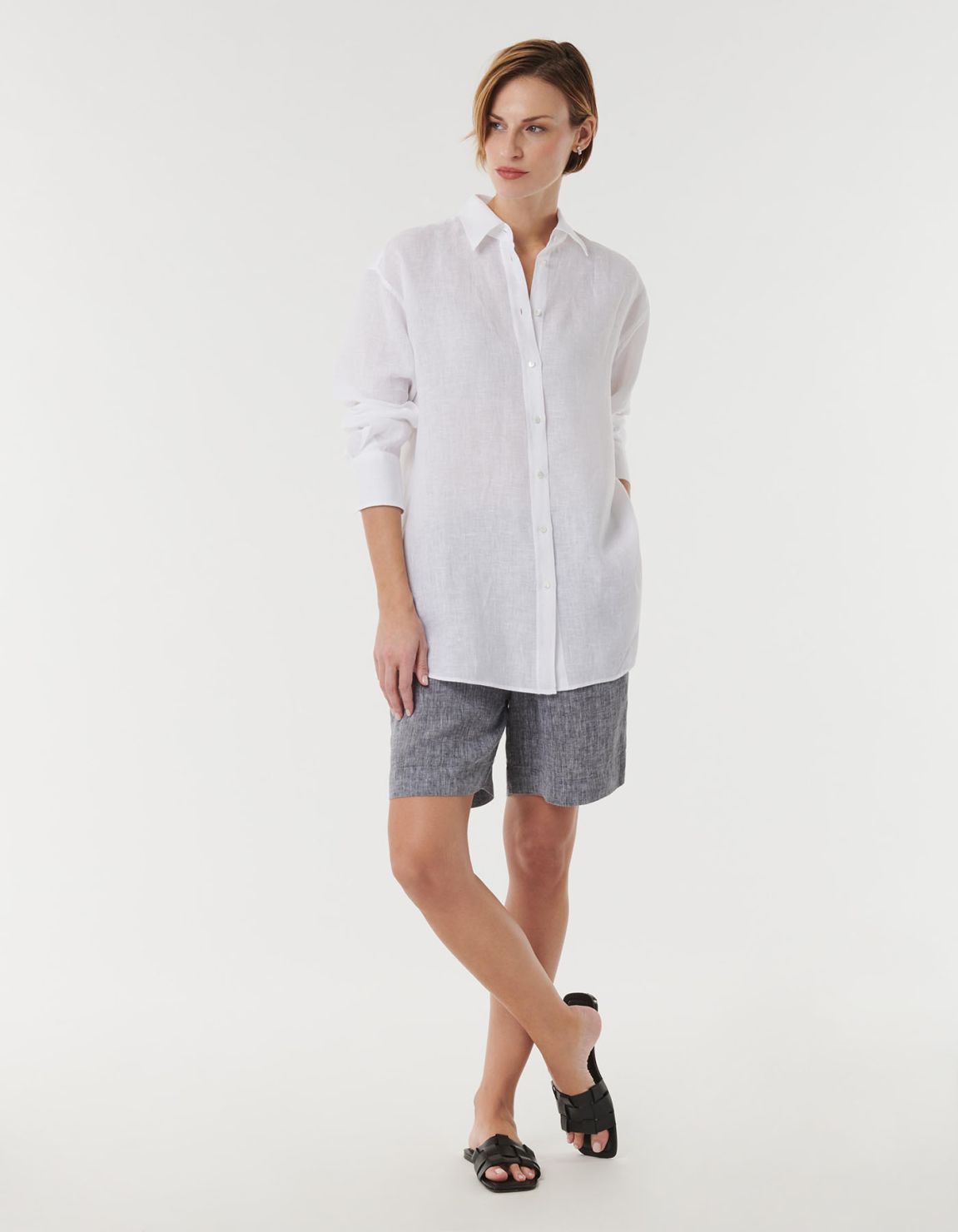 Shirt White Linen Solid colour Over 3