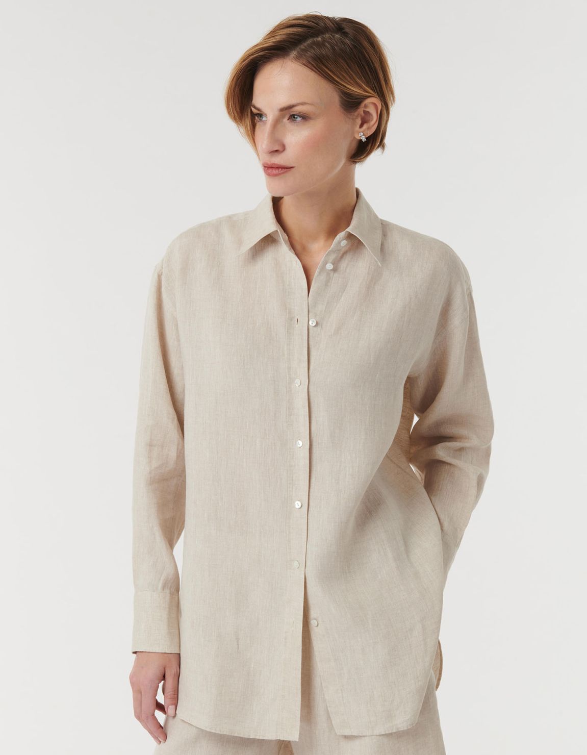 Shirt Sand Linen Solid colour Over 3