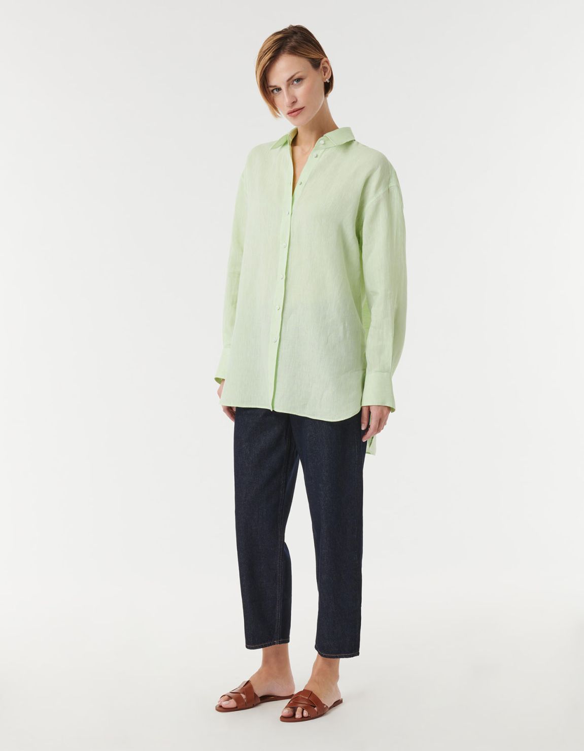 Shirt Green Apple Linen Solid colour Over 3