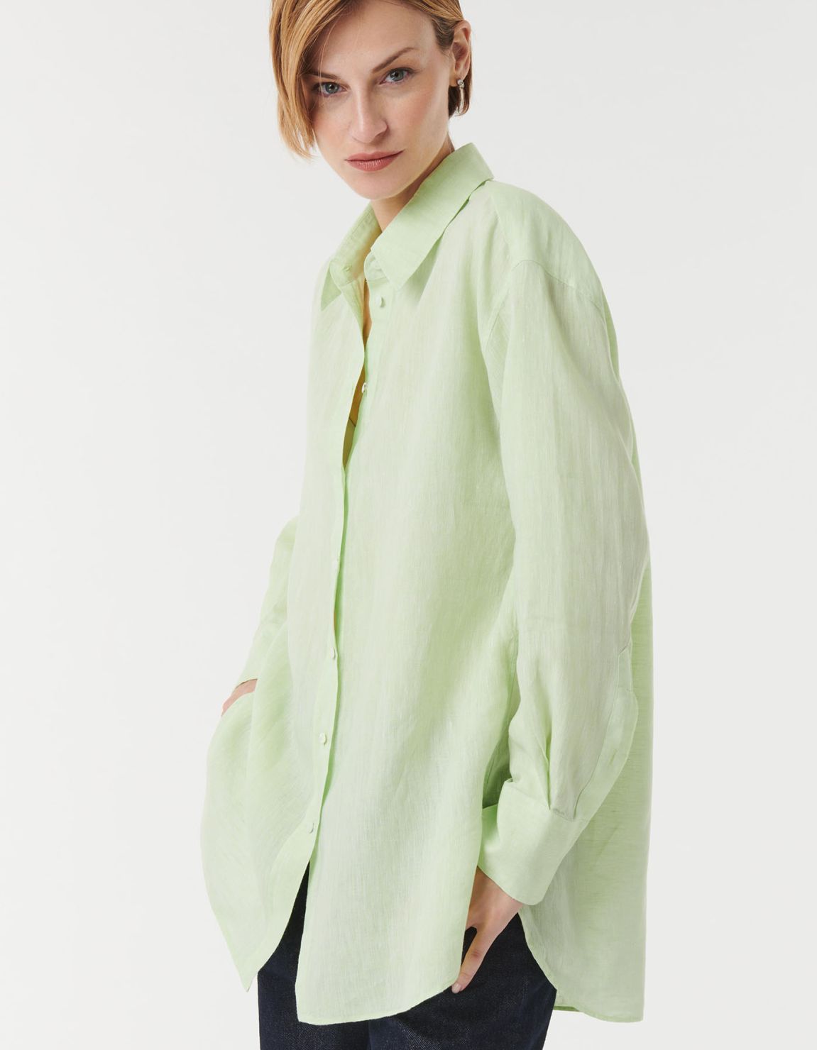 Shirt Green Apple Linen Solid colour Over 5