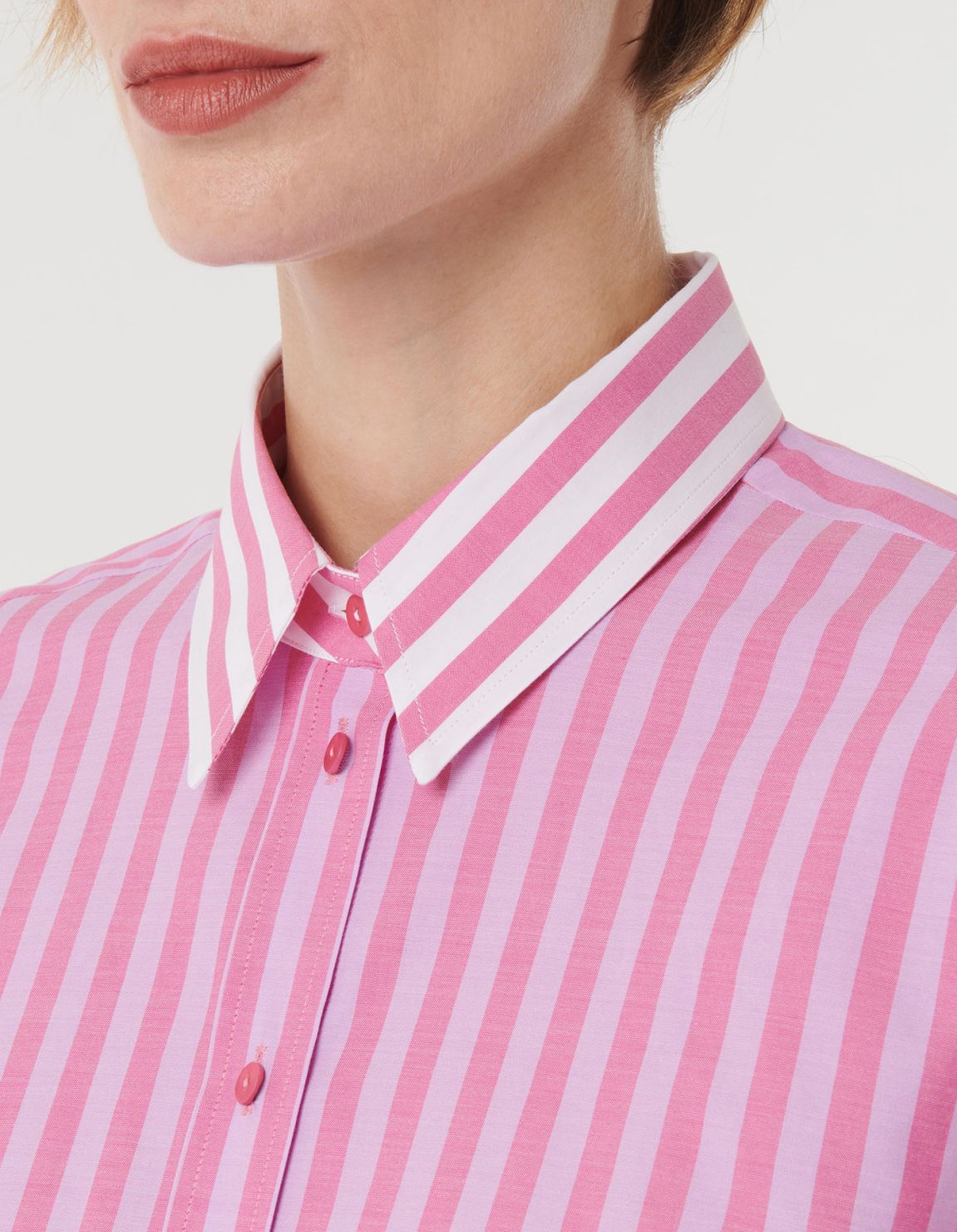 Shirt Dark Pink Cotton Stripe Over 2