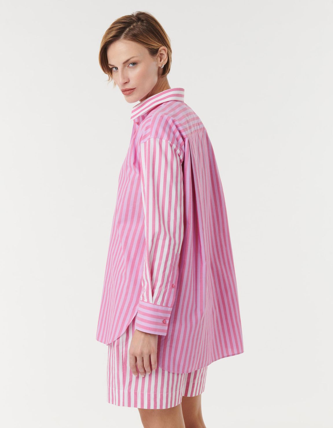 Shirt Dark Pink Cotton Stripe Over 5