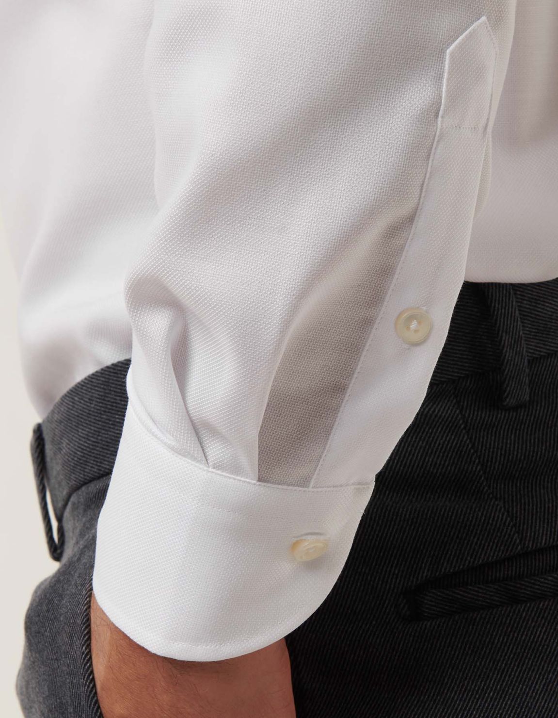 Hemd Uni Kragen Button-down Oxford Weiß Evolution Classic Fit 4