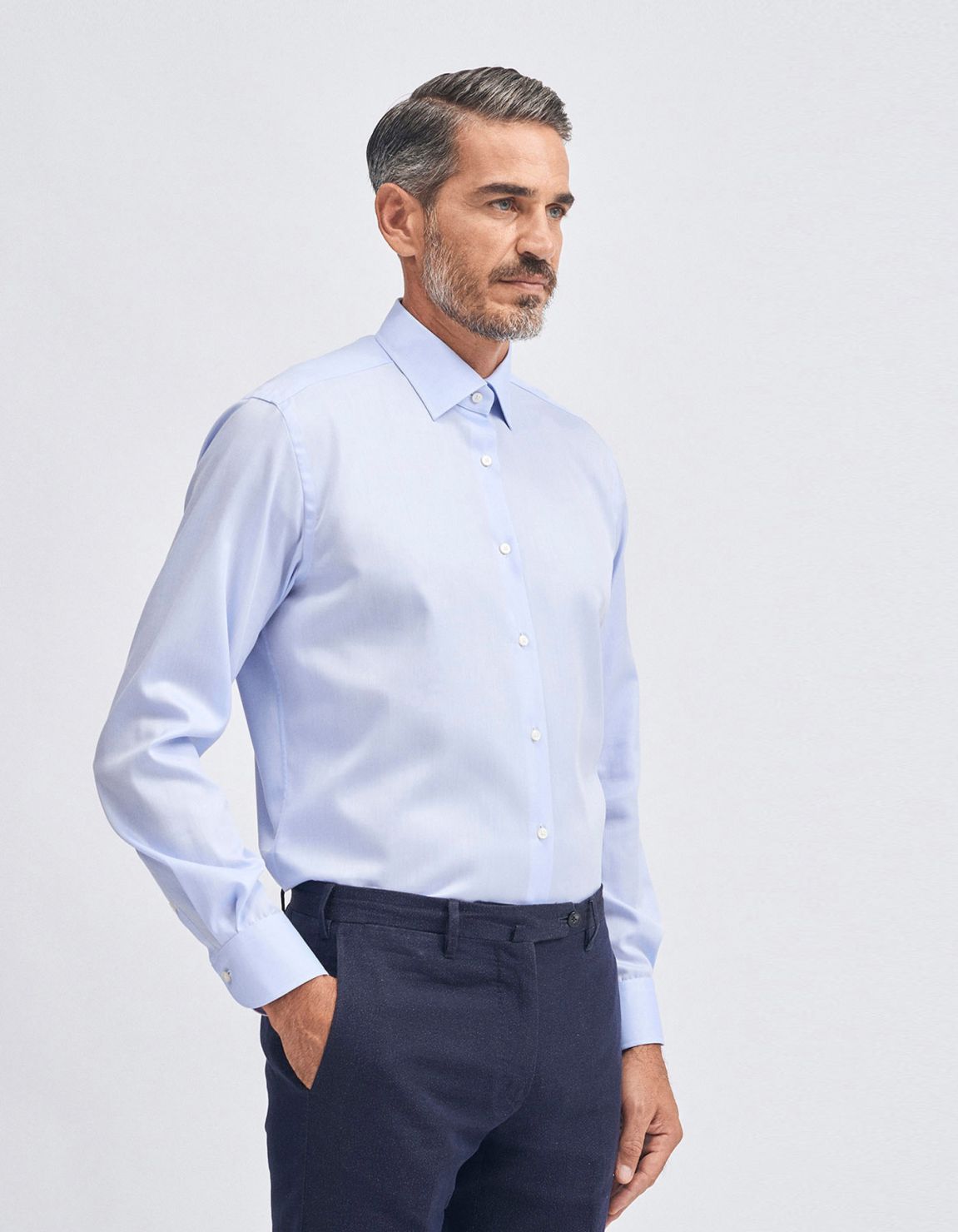 Shirt Collar spread Light Blue Twill Evolution Classic Fit 1