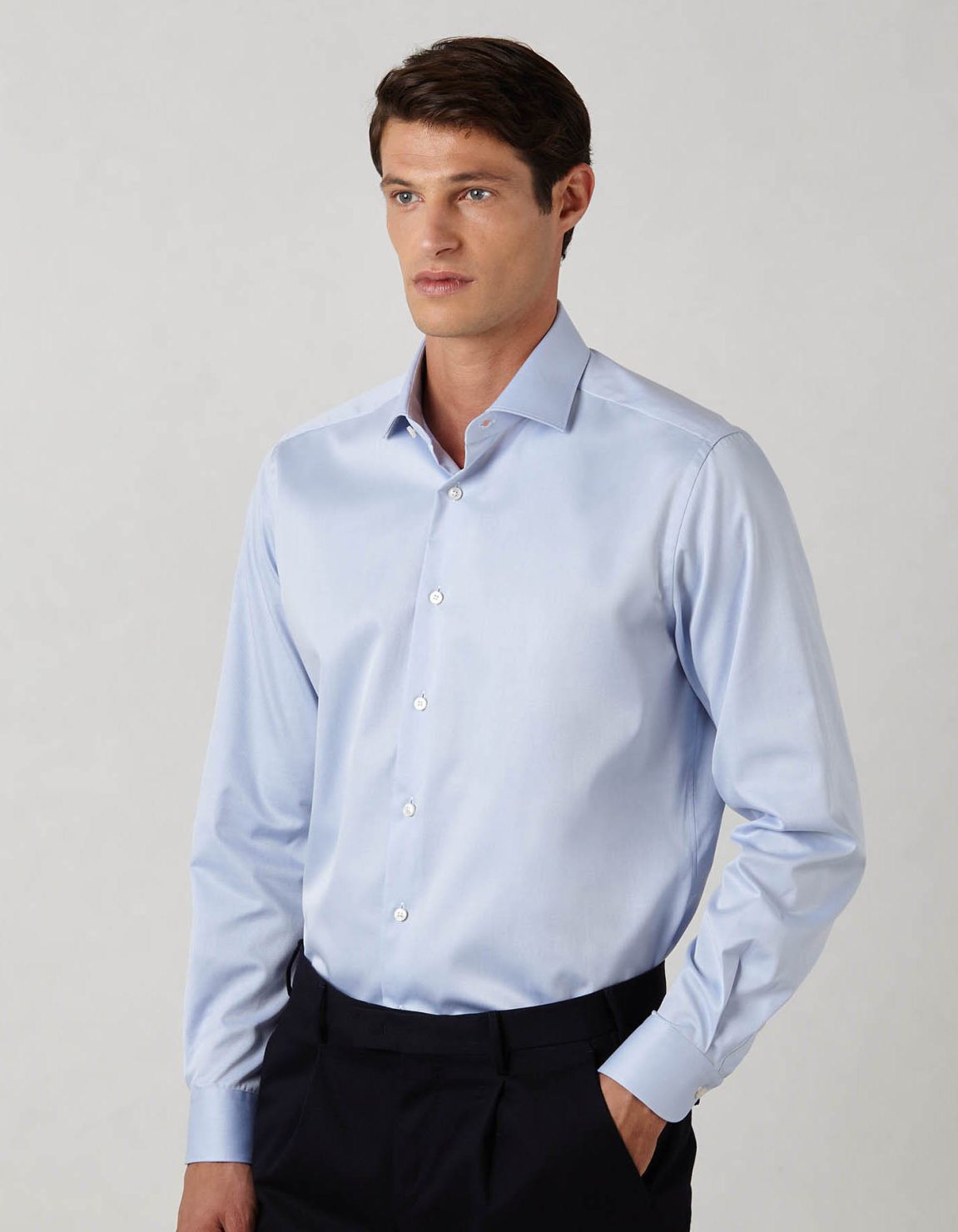 Light Blue Twill Solid colour Shirt Collar small cutaway Evolution Classic Fit 3