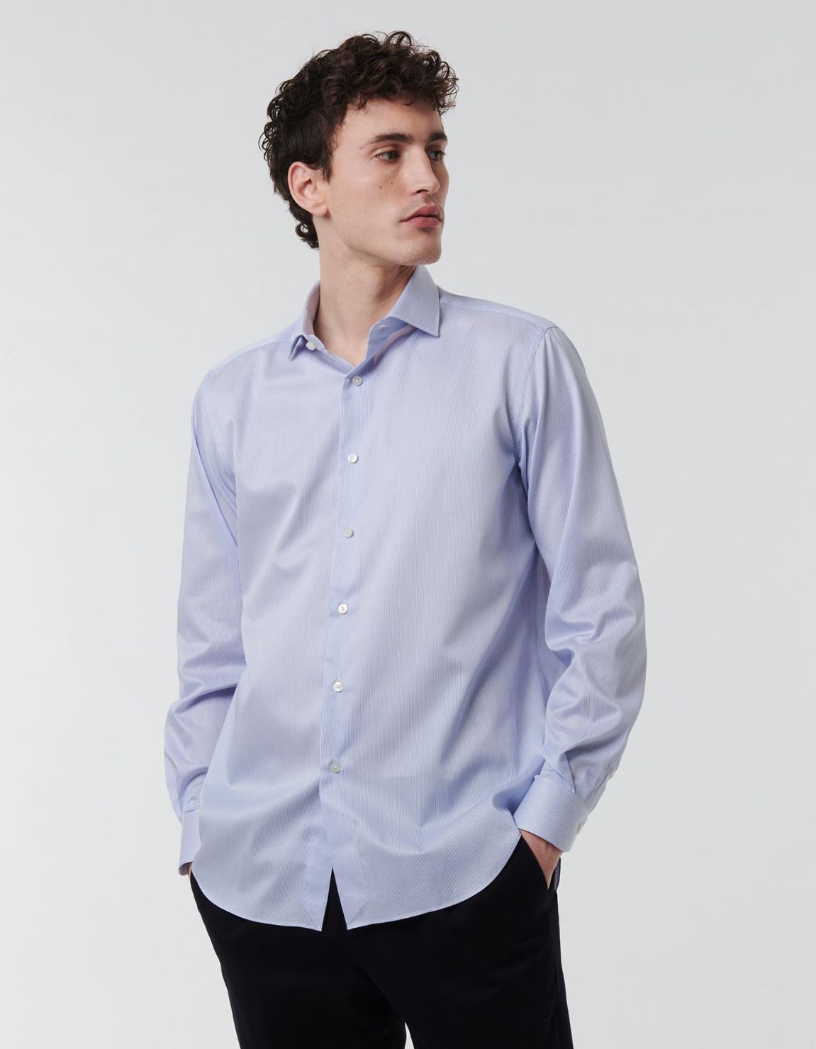 Blue Twill Stripe Shirt Collar small cutaway Evolution Classic Fit 3