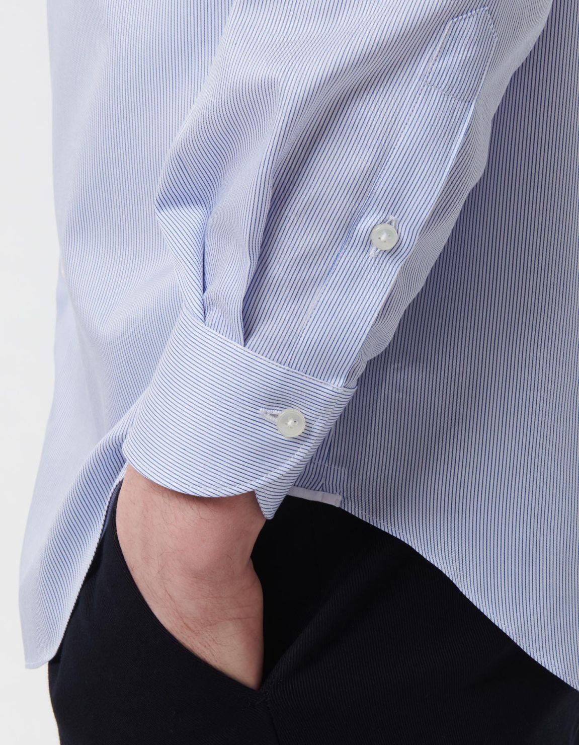 Blue Twill Stripe Shirt Collar small cutaway Evolution Classic Fit 5
