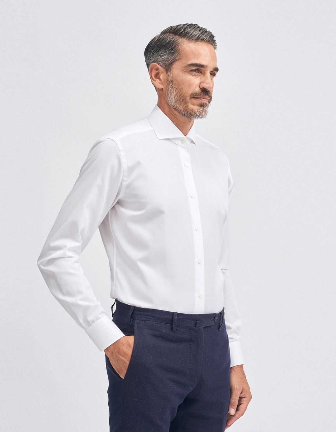 Chemise Col français Blanc Twill Unie Tailor Custom Fit 1