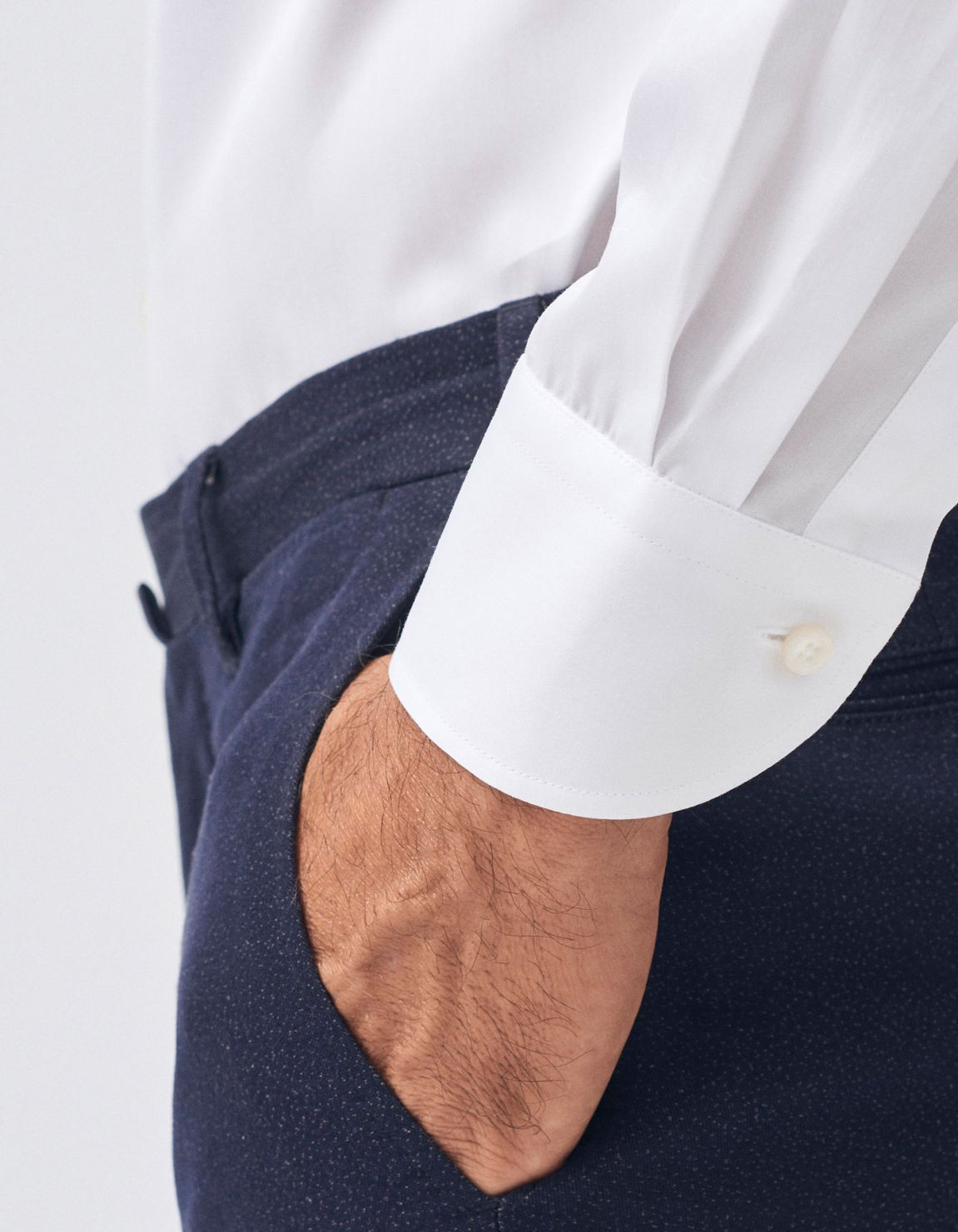 Camicia Collo francese Tinta Unita Twill Bianco Tailor Custom Fit 4