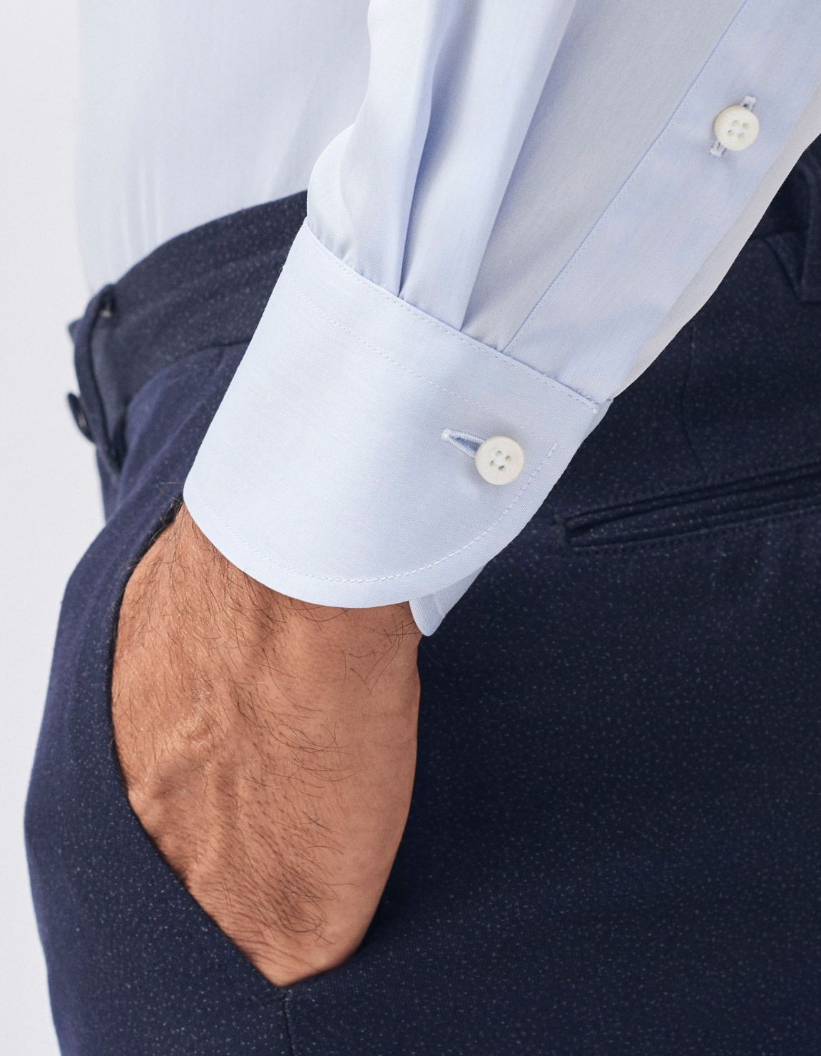 Camicia Collo francese Tinta Unita Twill Celeste chiaro Tailor Custom Fit 4