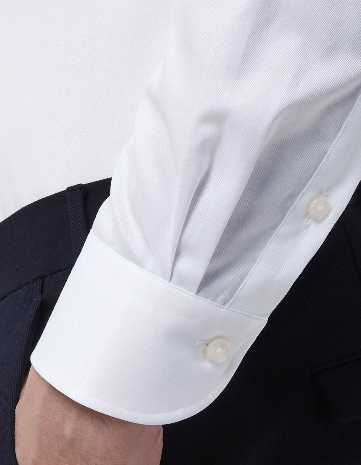 Hemd Uni Kragen Haifisch Twill Weiß Tailor Custom Fit 5